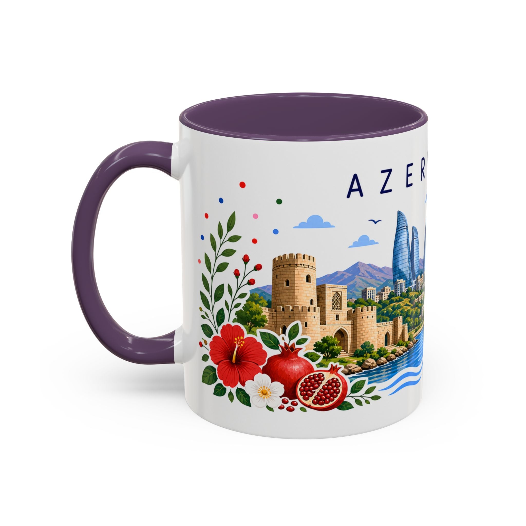 Azerbaijan Coffee Mug | Travel Souvenir Accent Mug | Place Gift Ceramic Cup 11oz 15oz