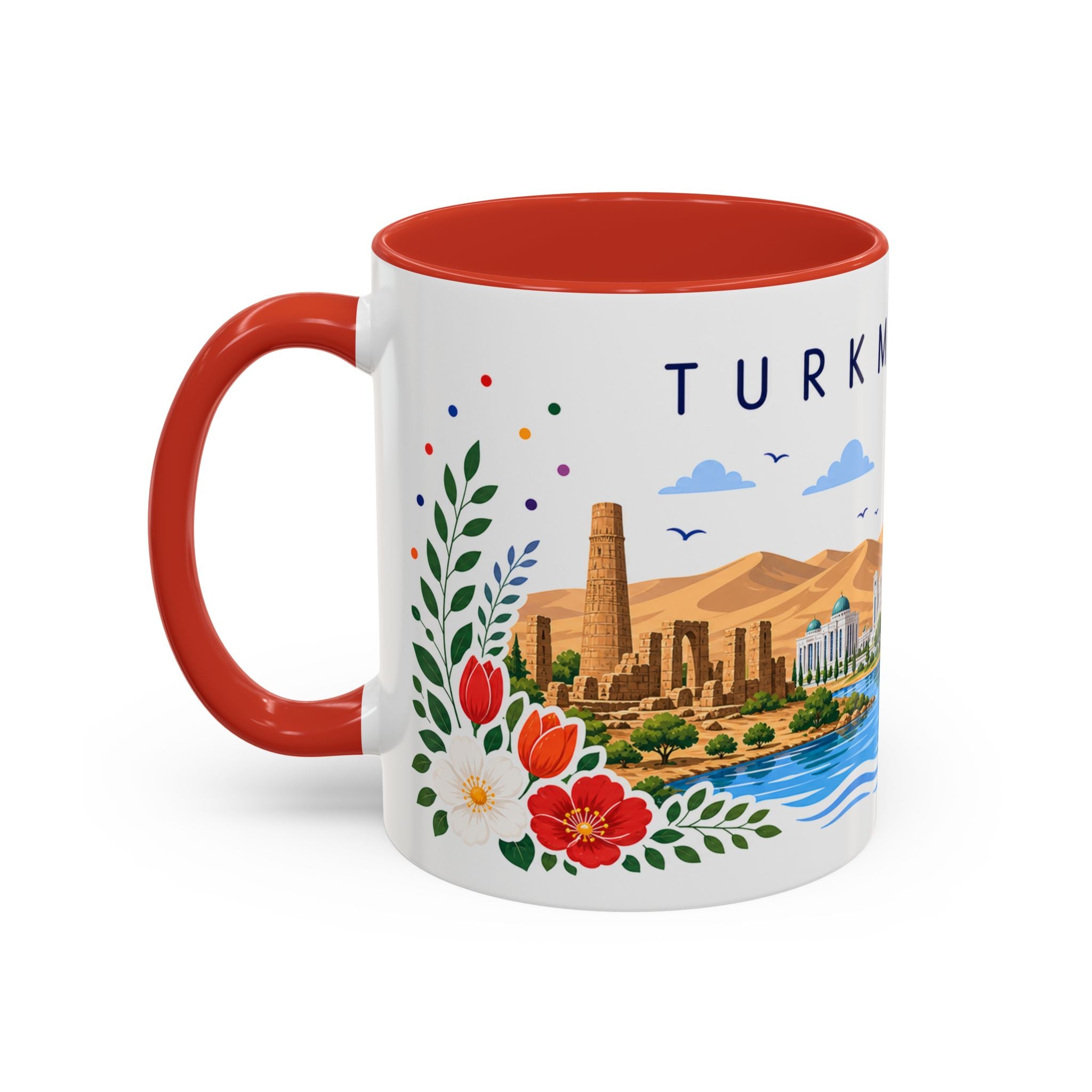 Turkmenistan Coffee Mug | Travel Souvenir Accent Mug | Place Gift Ceramic Cup 11oz 15oz