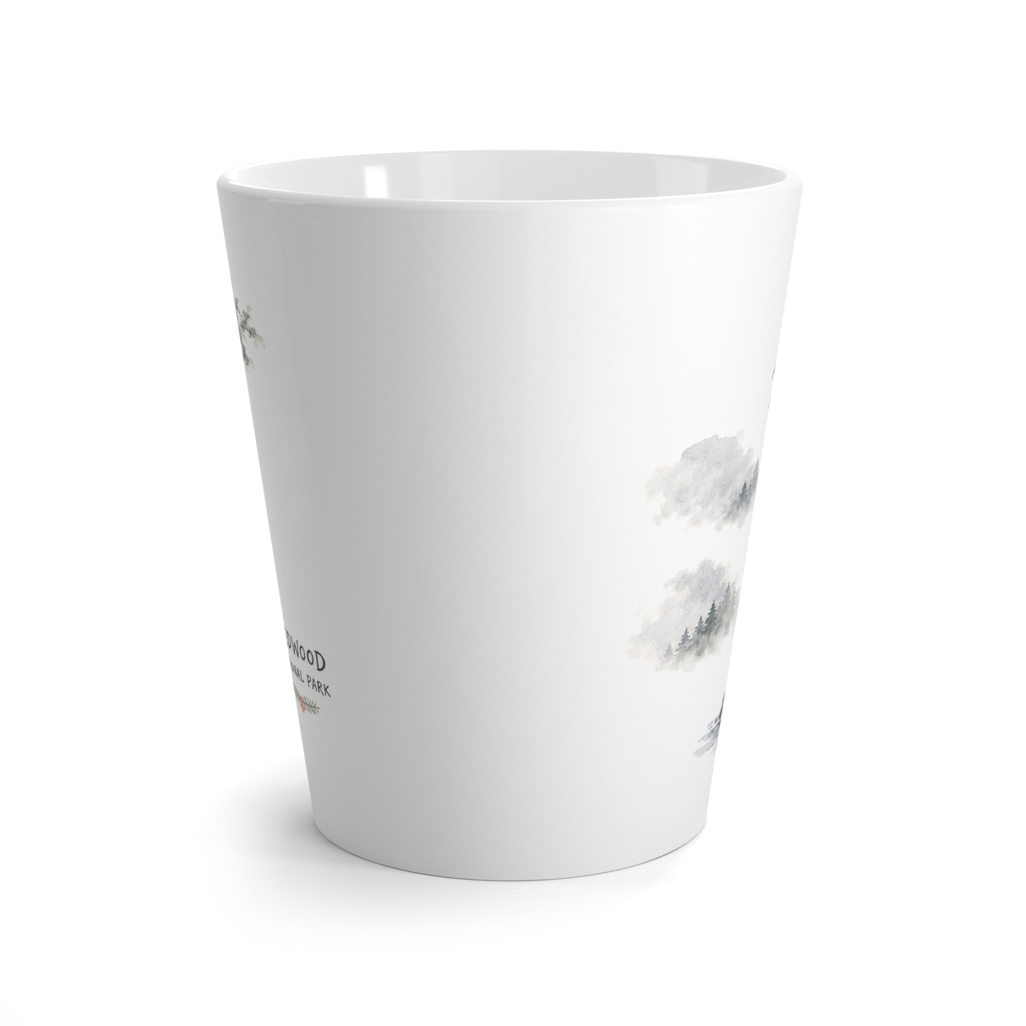 Redwood National Park Latte Mug | Pastel Watercolor Nature Coffee Cup | 12 oz Travel Souvenir Gift