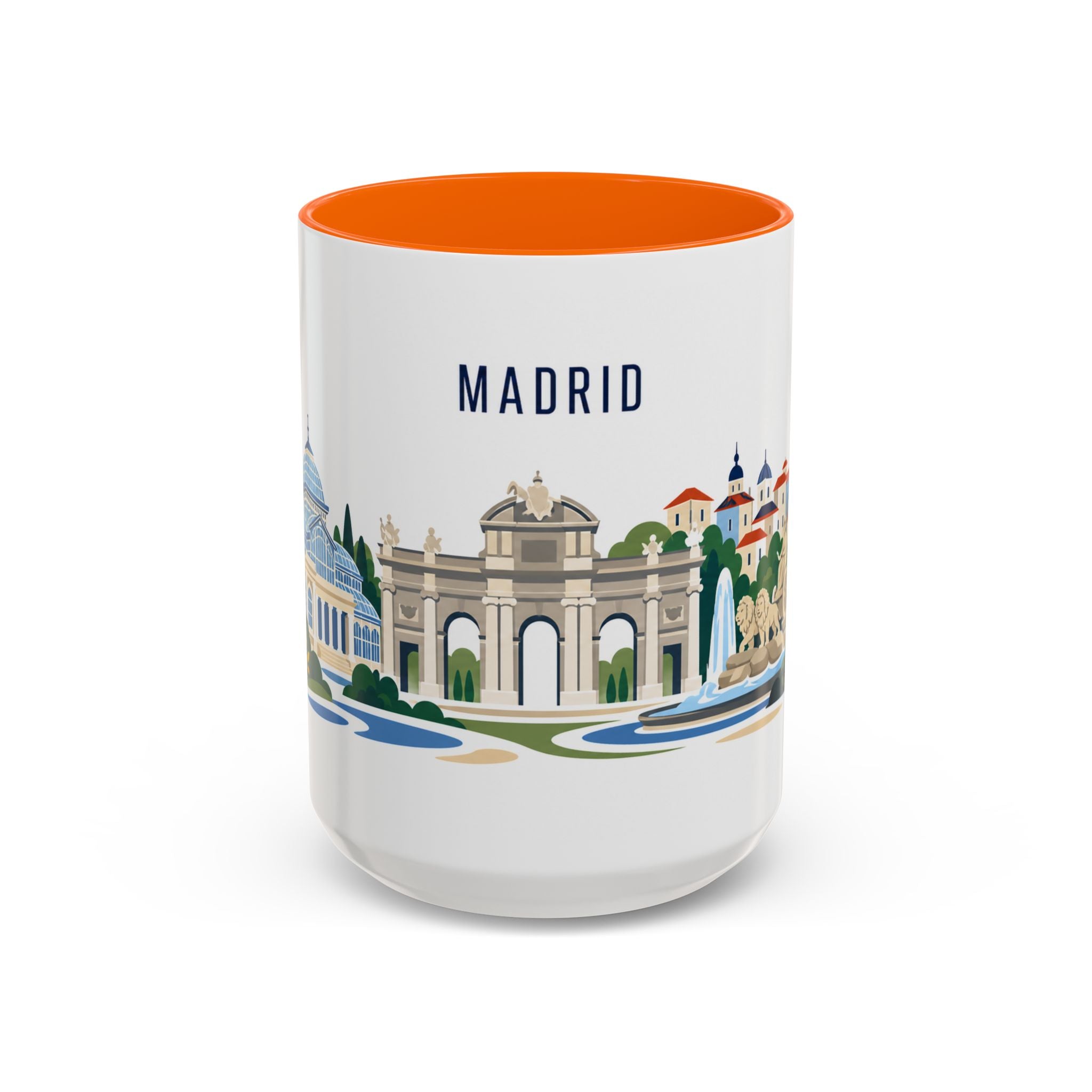 Madrid Coffee Mug | Spain Travel Souvenir | Porcelain Decal City Gift | 11oz 15oz Accent Mug