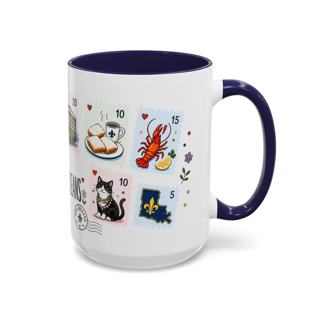 New Orleans Coffee Mug | Postage Stamp Collage Mug | Travel Souvenir Accent Cup 11oz 15oz