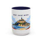 Mont Saint Michel Coffee Mug | Travel Destination Souvenir Gift | Accent Color Ceramic 11oz 15oz