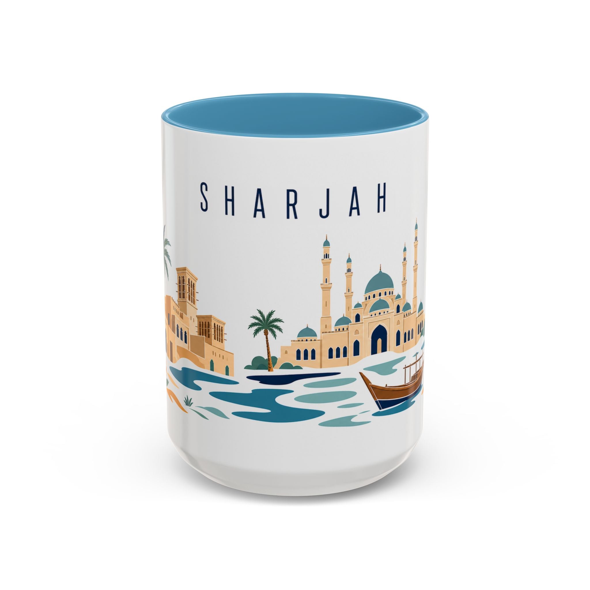 Sharjah Coffee Mug | United Arab Emirates Travel Souvenir | Porcelain Decal City Gift | 11oz 15oz Accent Mug