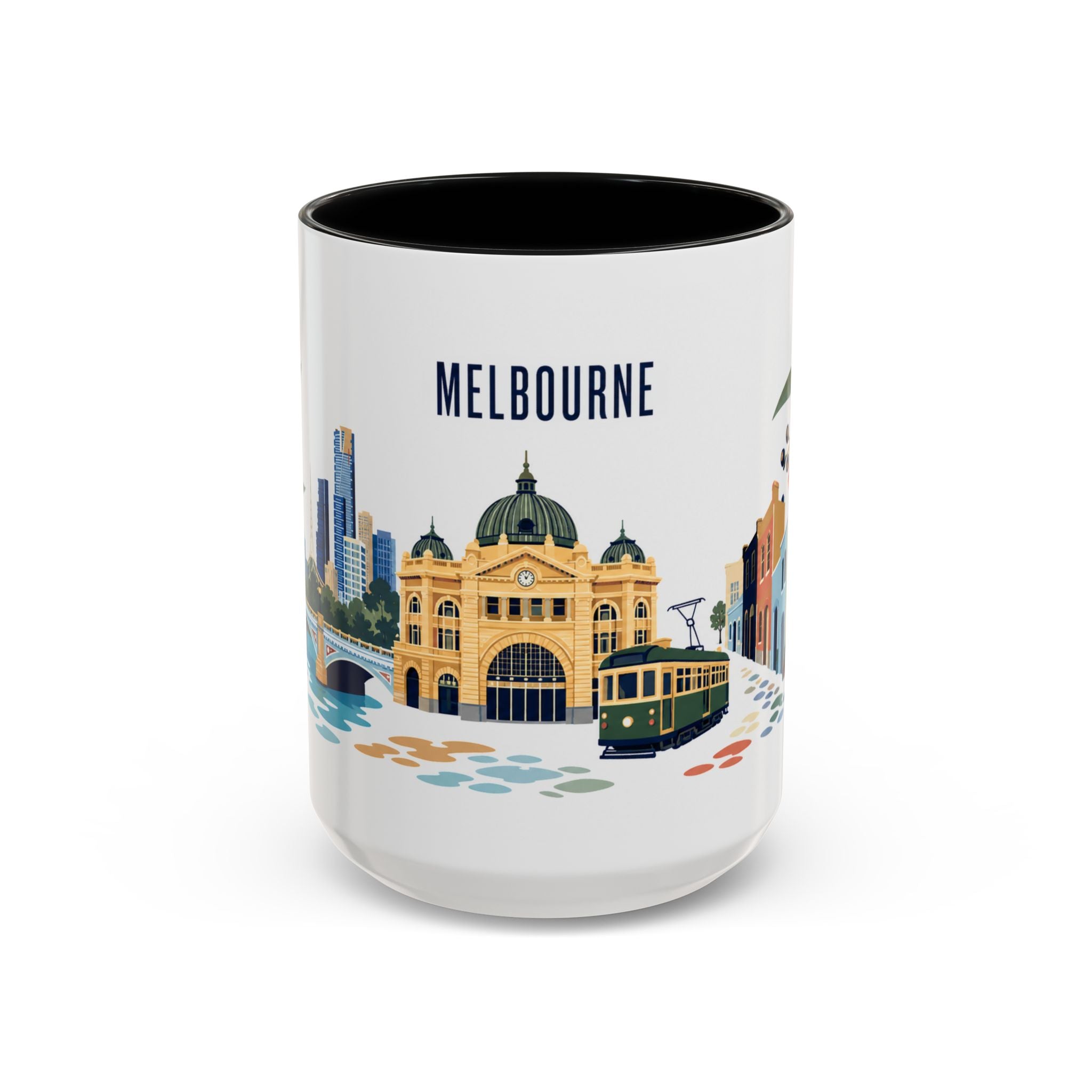 Melbourne Coffee Mug | Australia Travel Souvenir | Porcelain Decal City Gift | 11oz 15oz Accent Mug