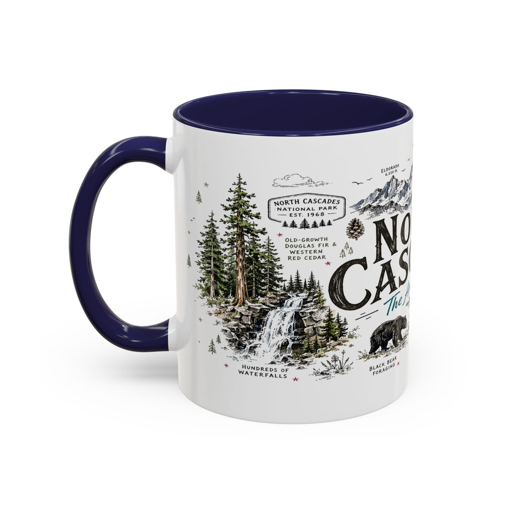 North Cascades National Park Coffee Mug | Washington Alpine Glacier Hiking Gift | Accent Color Ceramic 11oz 15oz