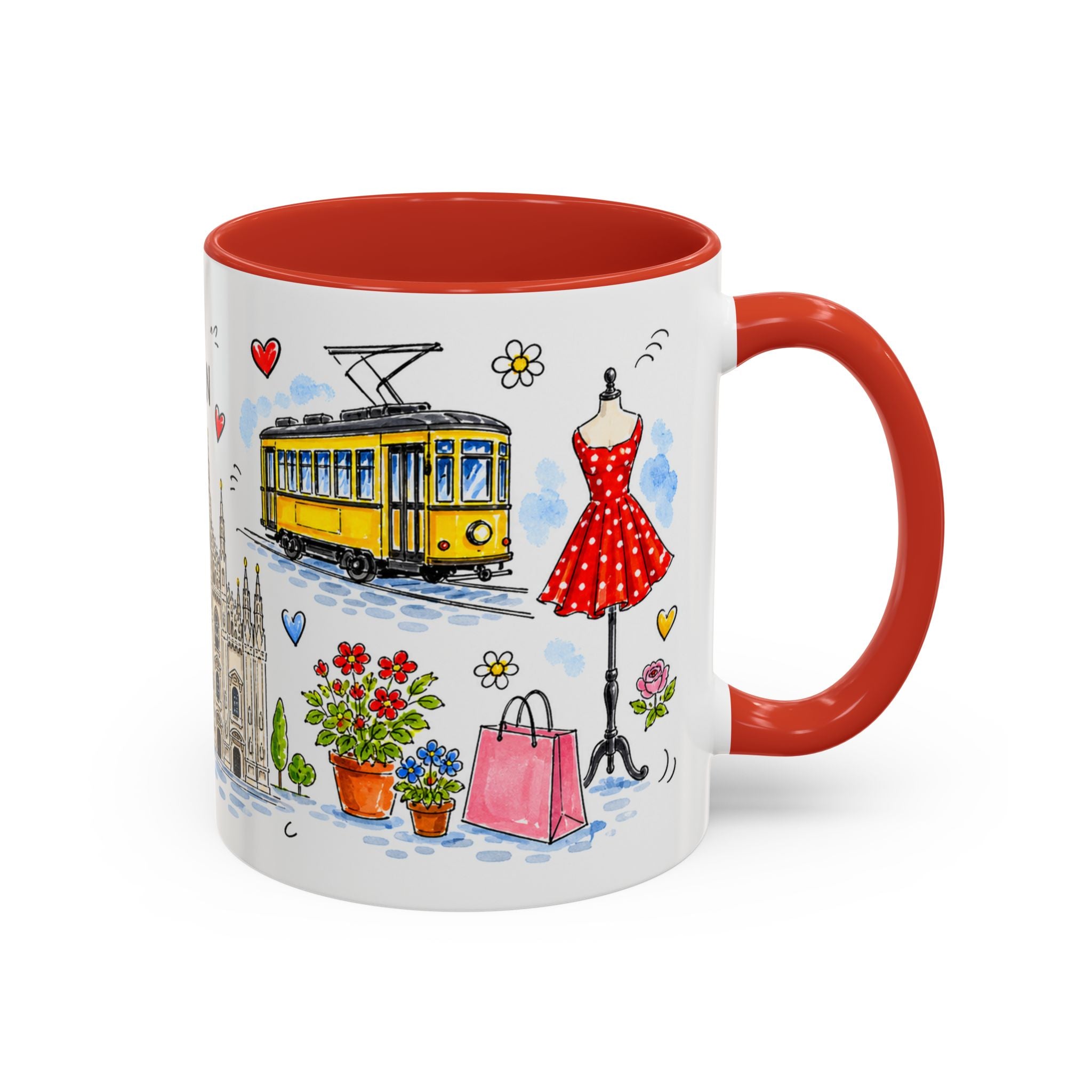 Milan Travel Mug | European City Souvenir Accent Coffee Mug | 11oz 15oz Ceramic Cup