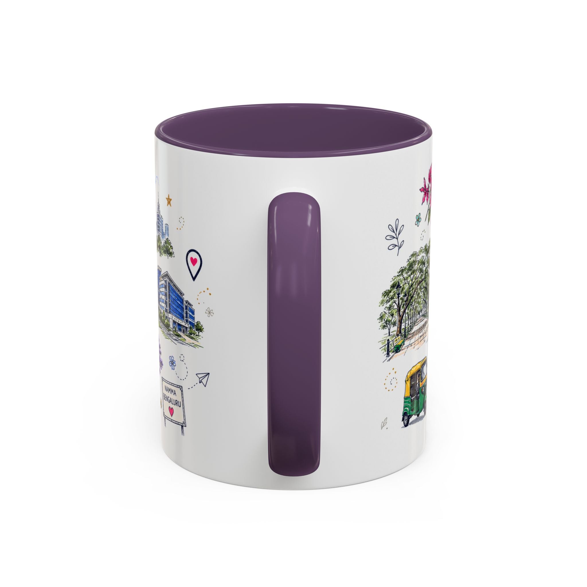 Bangalore Coffee Mug | India Souvenir Travel Gift | Accent Color Ceramic 11oz 15oz