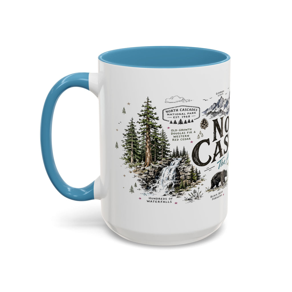 North Cascades National Park Coffee Mug | Washington Alpine Glacier Hiking Gift | Accent Color Ceramic 11oz 15oz