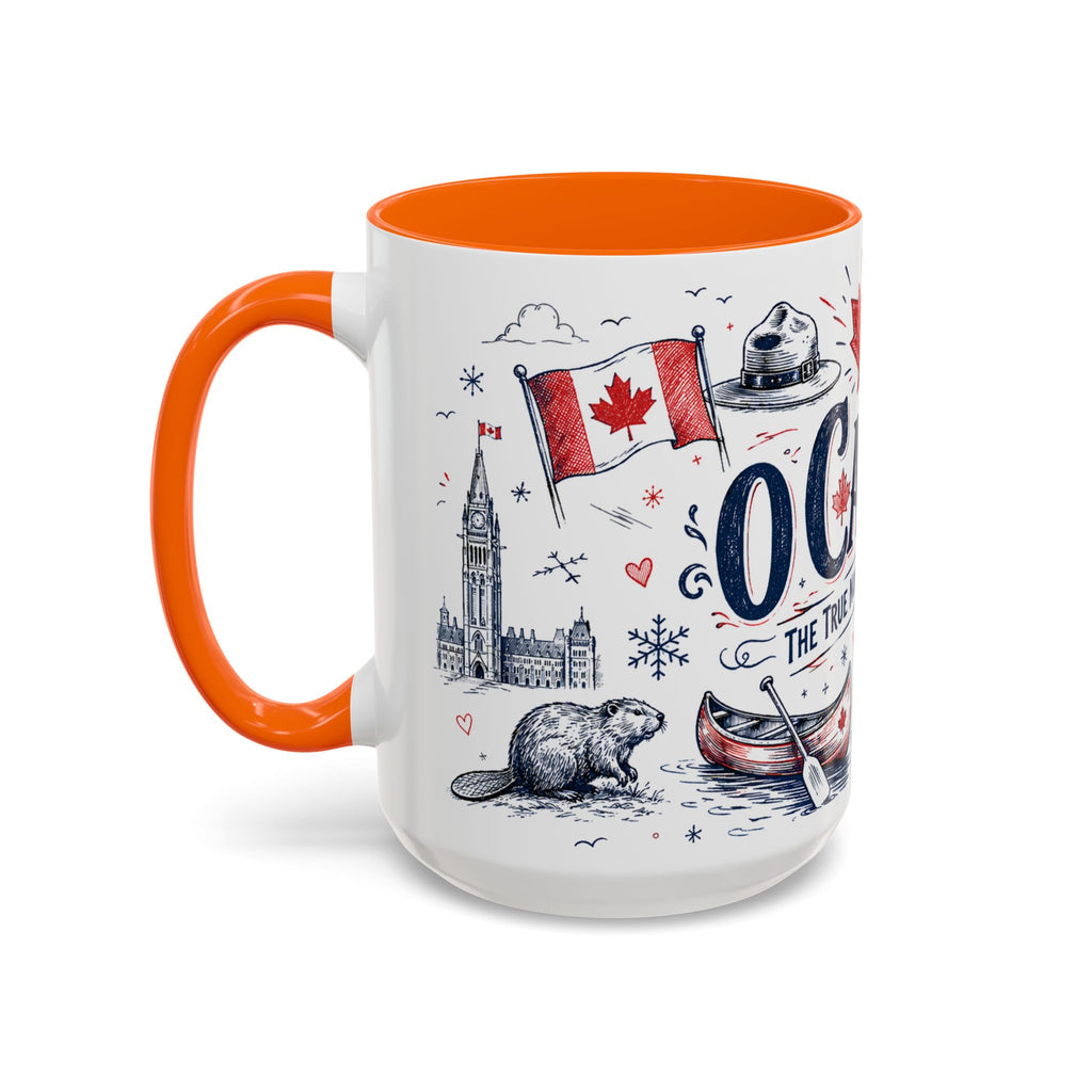 O Canada True North Coffee Mug | Canadian Pride Gift | Accent Color Ceramic 11oz 15oz