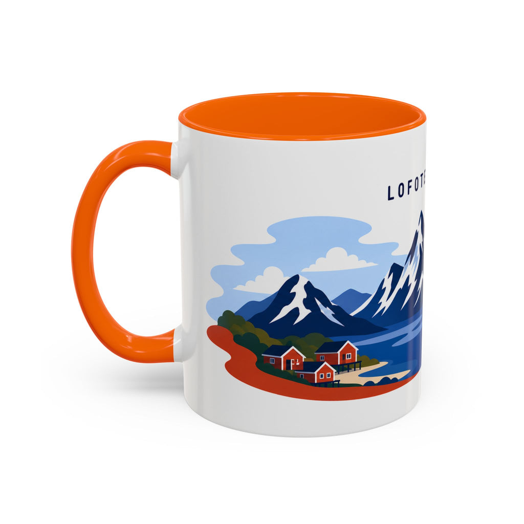 Lofoten Islands Coffee Mug | Travel Destination Souvenir Gift | Accent Color Ceramic 11oz 15oz