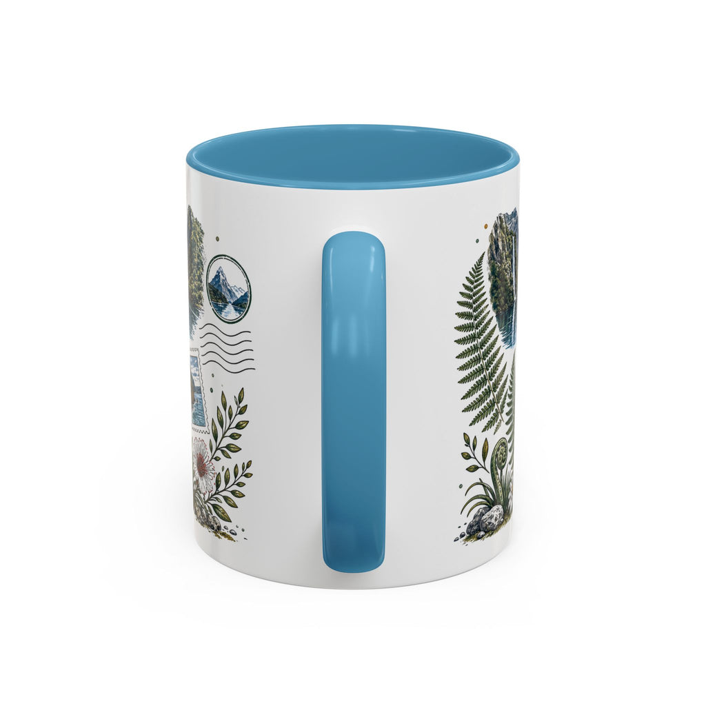 New Zealand South Island Coffee Mug | Travel Destination Souvenir Gift | Accent Color Ceramic 11oz 15oz