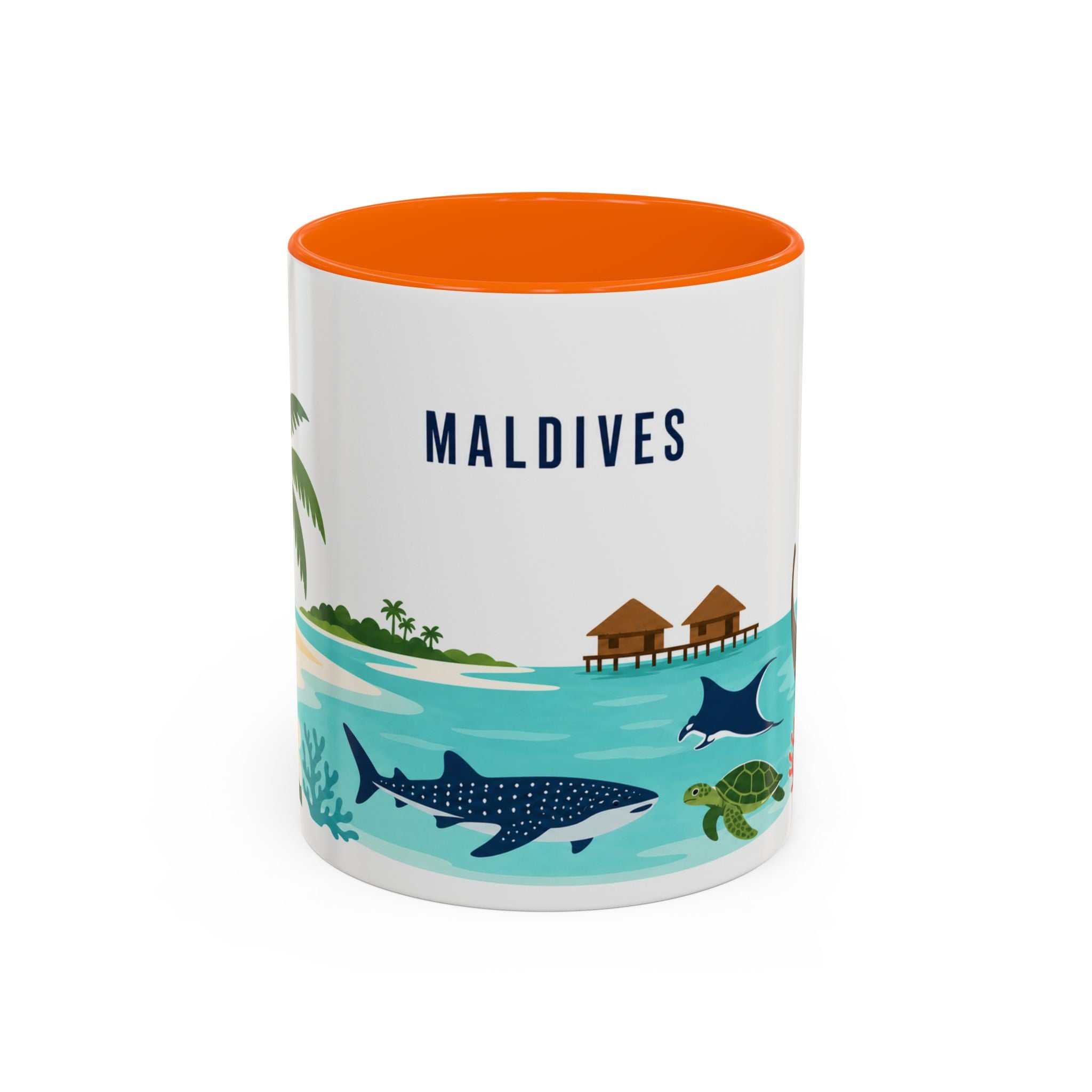 Maldives Coffee Mug | Travel Destination Souvenir Gift | Accent Color Ceramic 11oz 15oz