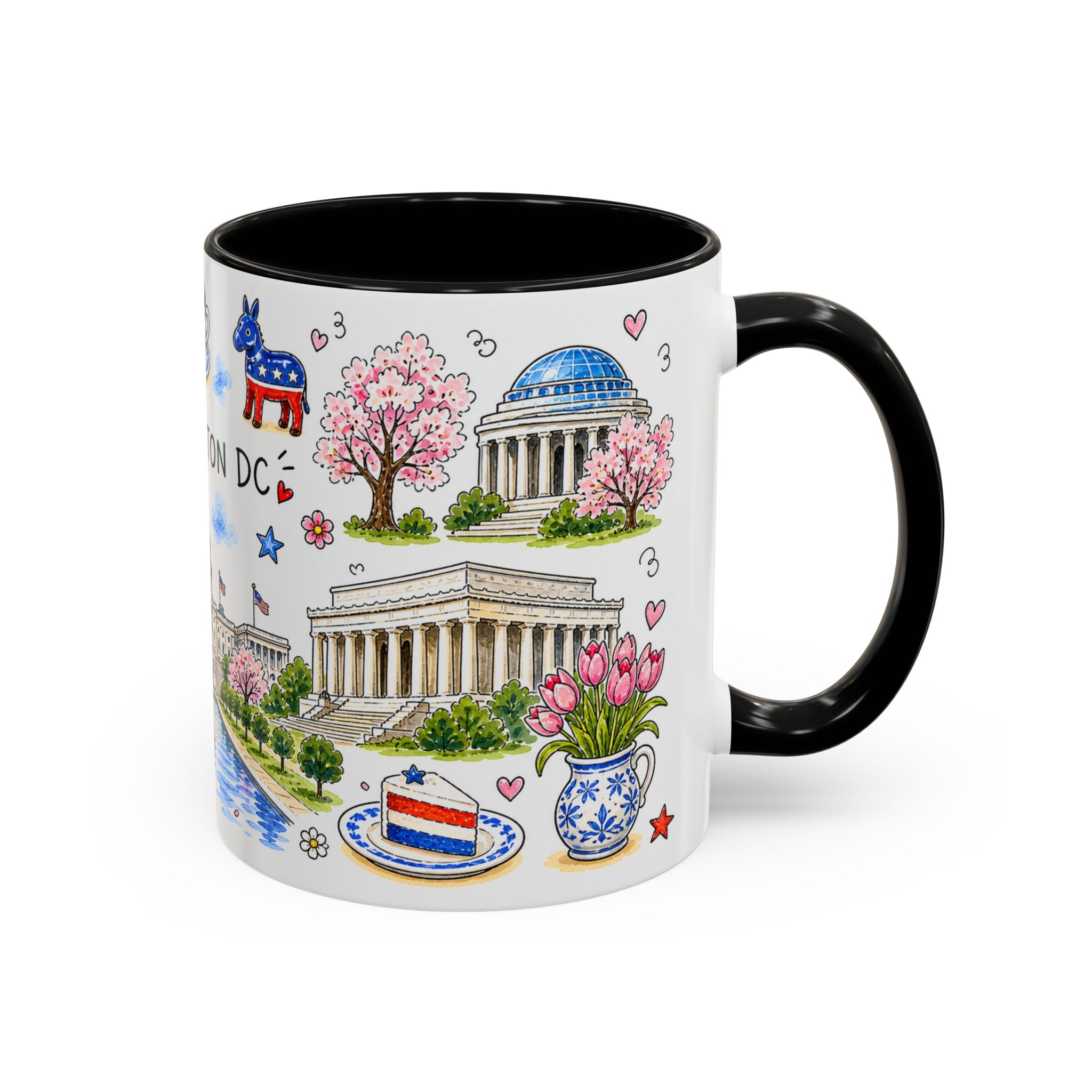 Washington DC Illustrated Travel Mug | City Souvenir Accent Coffee Mug | 11oz 15oz Ceramic Cup