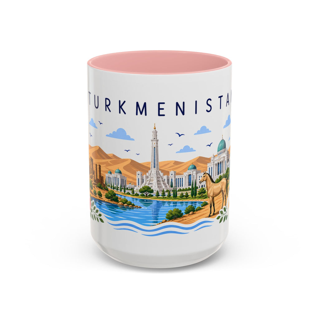 Turkmenistan Coffee Mug | Travel Souvenir Accent Mug | Place Gift Ceramic Cup 11oz 15oz