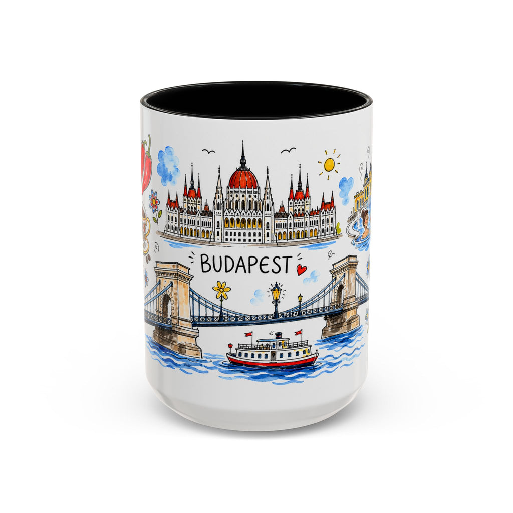 Budapest Travel Mug | European City Souvenir Accent Coffee Mug | 11oz 15oz Ceramic Cup
