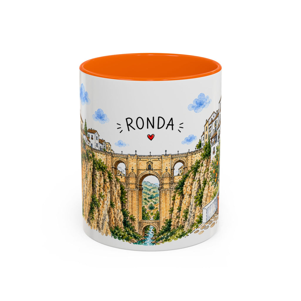 Ronda Illustrated Travel Mug | Spain Souvenir Accent Coffee Mug | 11oz 15oz Ceramic Cup
