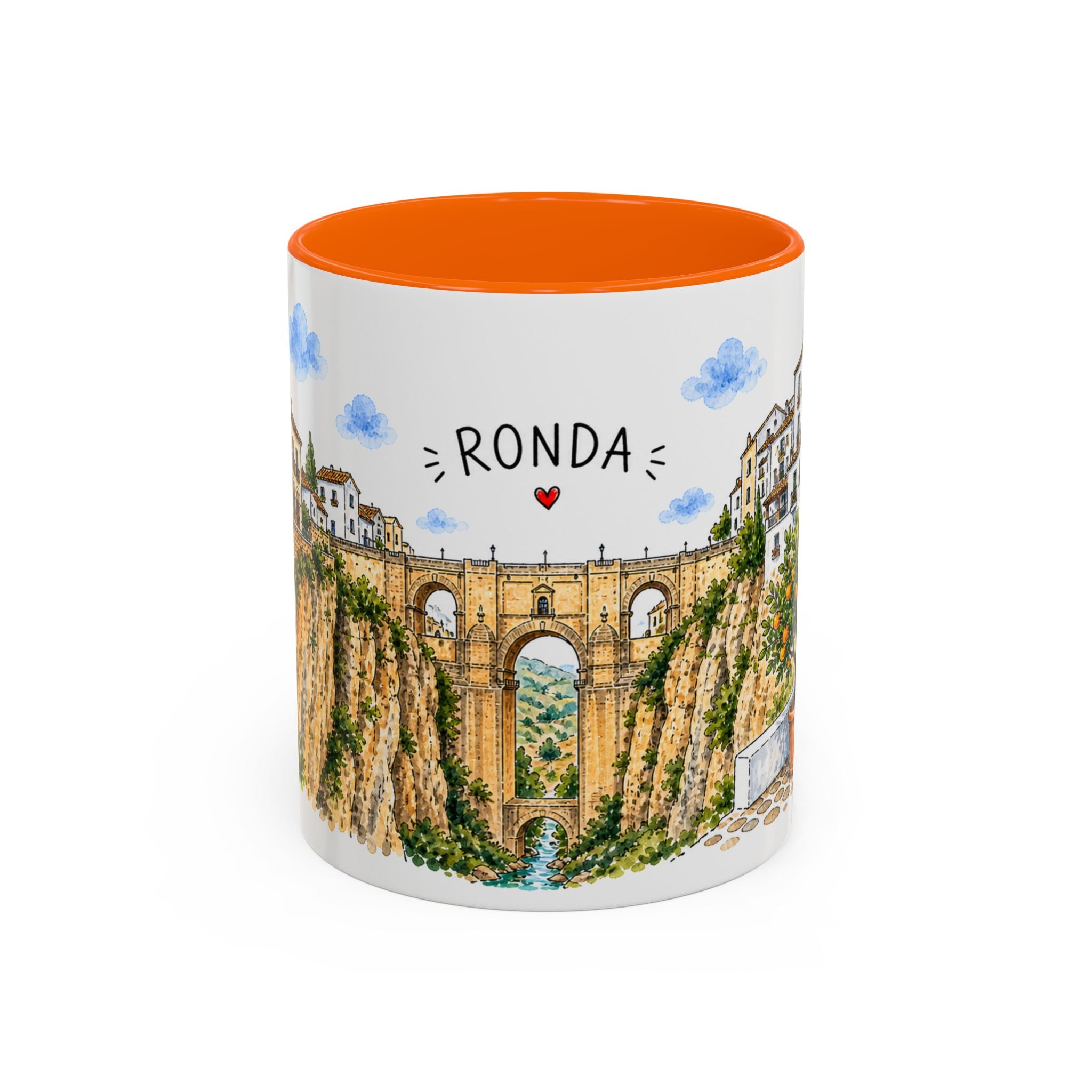 Ronda Illustrated Travel Mug | Spain Souvenir Accent Coffee Mug | 11oz 15oz Ceramic Cup