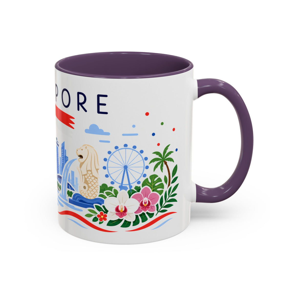 Singapore Coffee Mug | Travel Souvenir Accent Mug | Country Gift Ceramic Cup 11oz 15oz