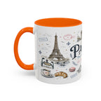 Paris Coffee Mug | France Souvenir Travel Gift | Accent Color Ceramic 11oz 15oz