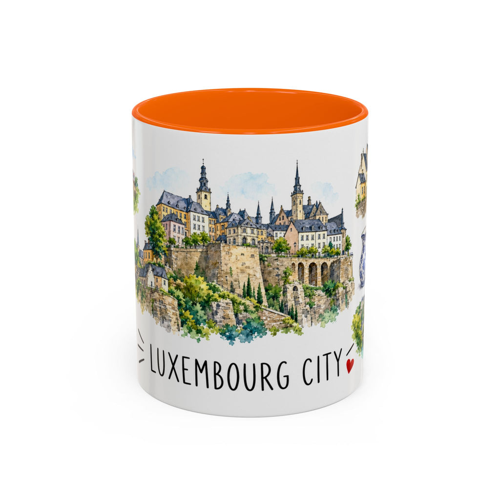 Luxembourg City Illustrated Travel Mug | City Souvenir Accent Coffee Mug | 11oz 15oz Ceramic Cup