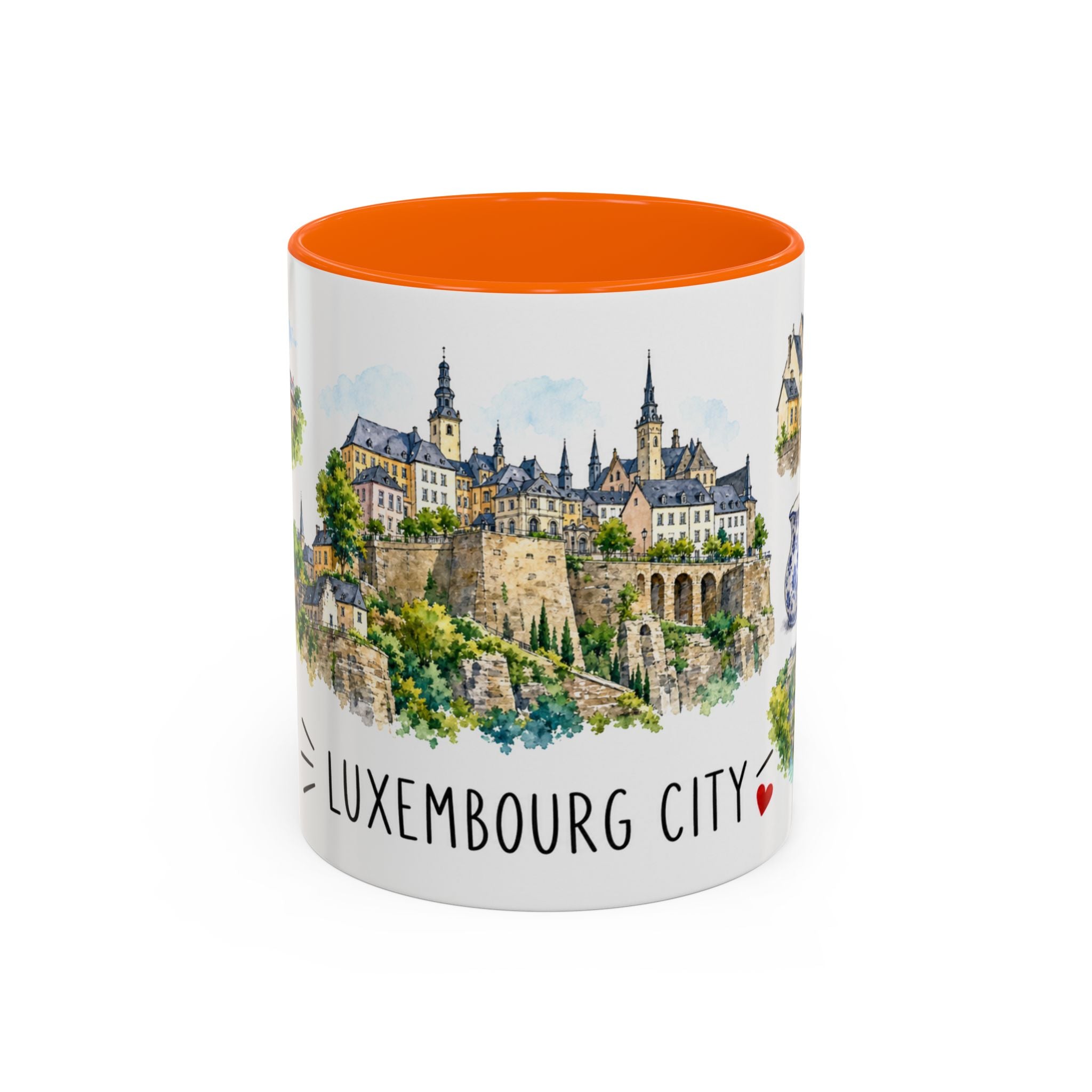 Luxembourg City Illustrated Travel Mug | City Souvenir Accent Coffee Mug | 11oz 15oz Ceramic Cup