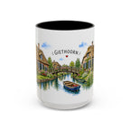 Giethoorn Illustrated Travel Mug | Netherlands Souvenir Accent Coffee Mug | 11oz 15oz Ceramic Cup
