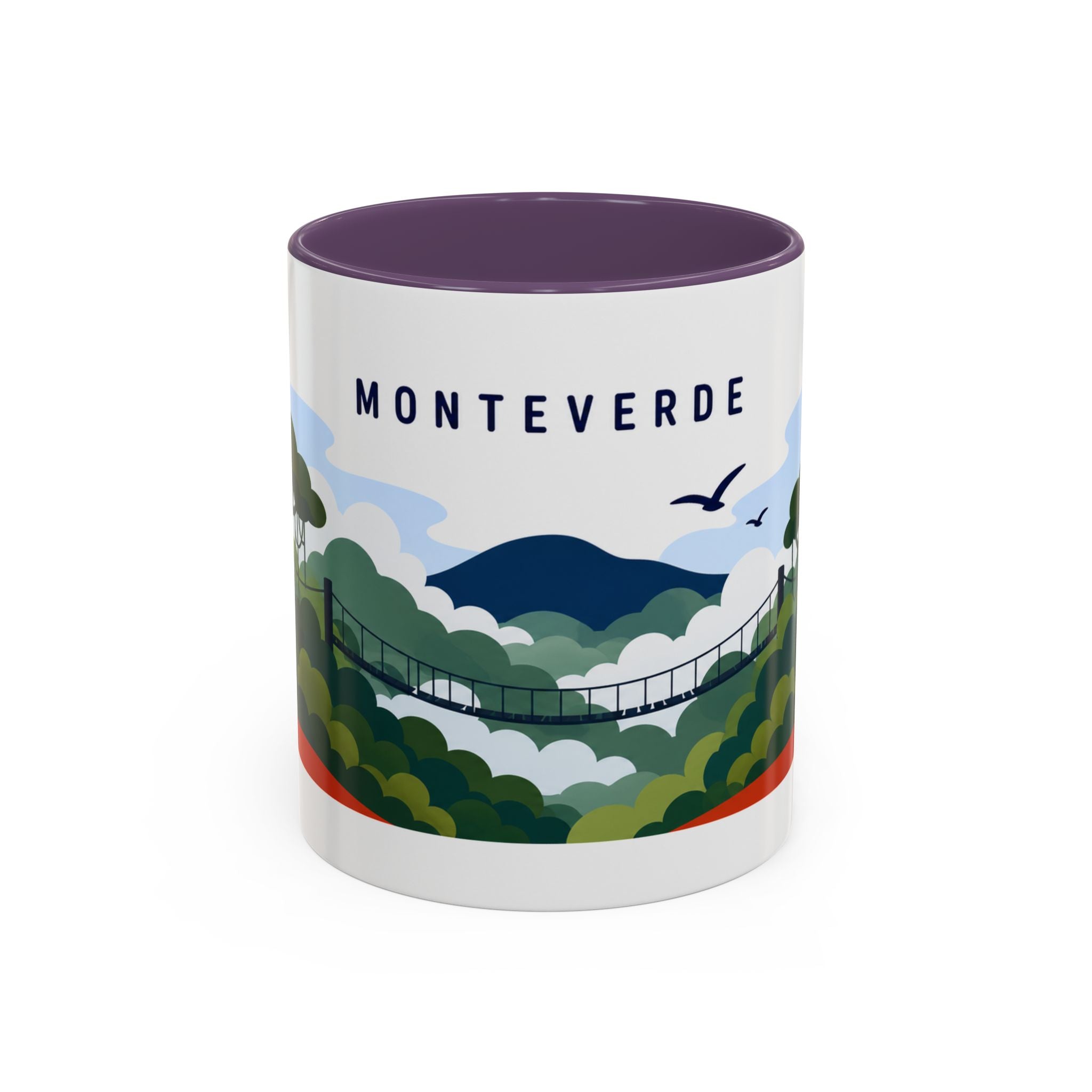 Monteverde Coffee Mug | Travel Destination Souvenir Gift | Accent Color Ceramic 11oz 15oz