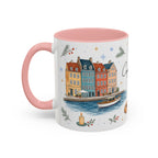 Copenhagen Christmas Mug | Watercolor Travel Souvenir | Holiday Gift | Accent Ceramic Coffee Cup 11oz 15oz