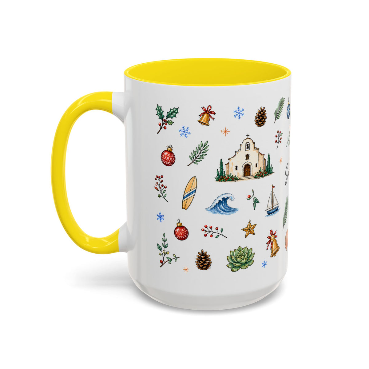 San Diego Christmas Mug | Watercolor City Souvenir, Holiday Travel Gift (11oz/15oz)