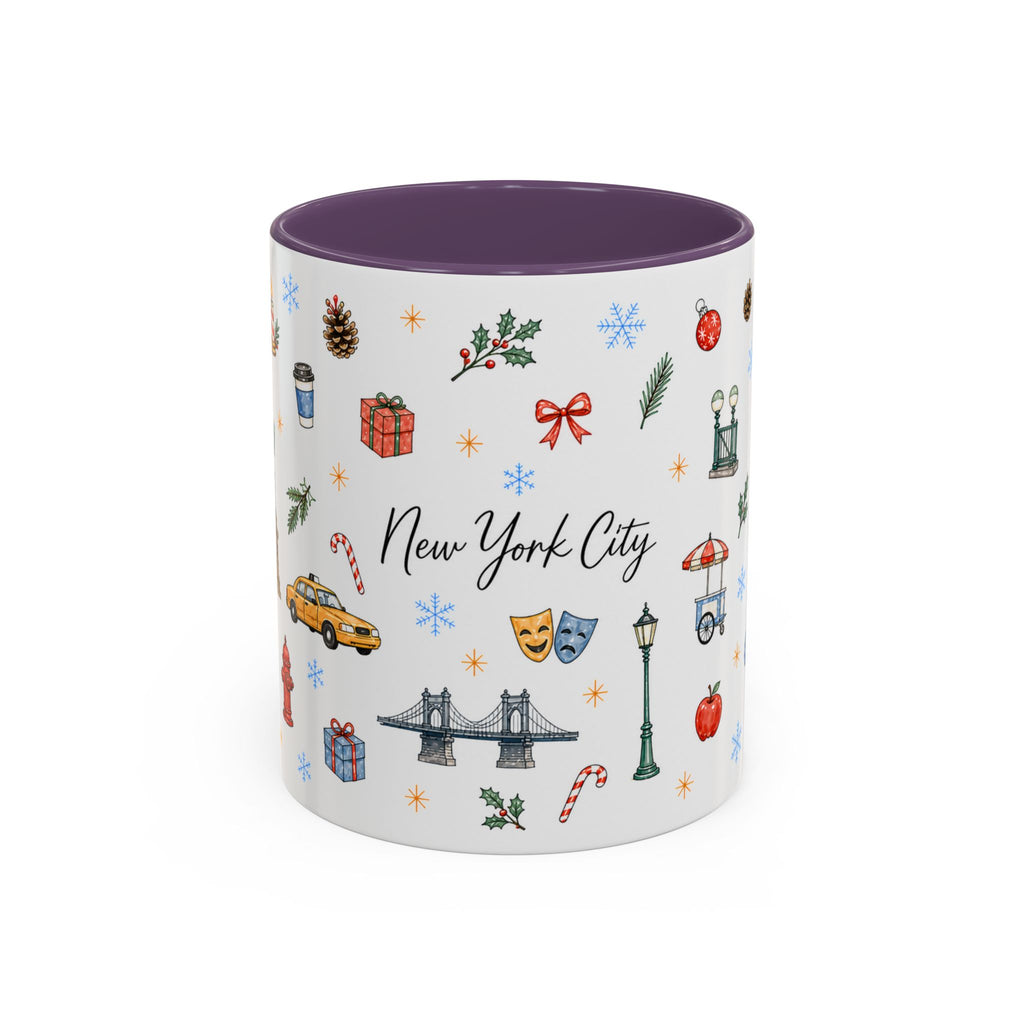 New York City Christmas Mug | Watercolor City Souvenir | Ceramic Coffee Cup