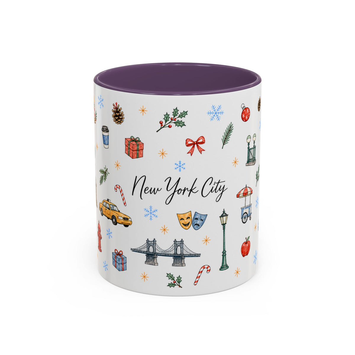 New York City Christmas Mug | Watercolor City Souvenir | Ceramic Coffee Cup