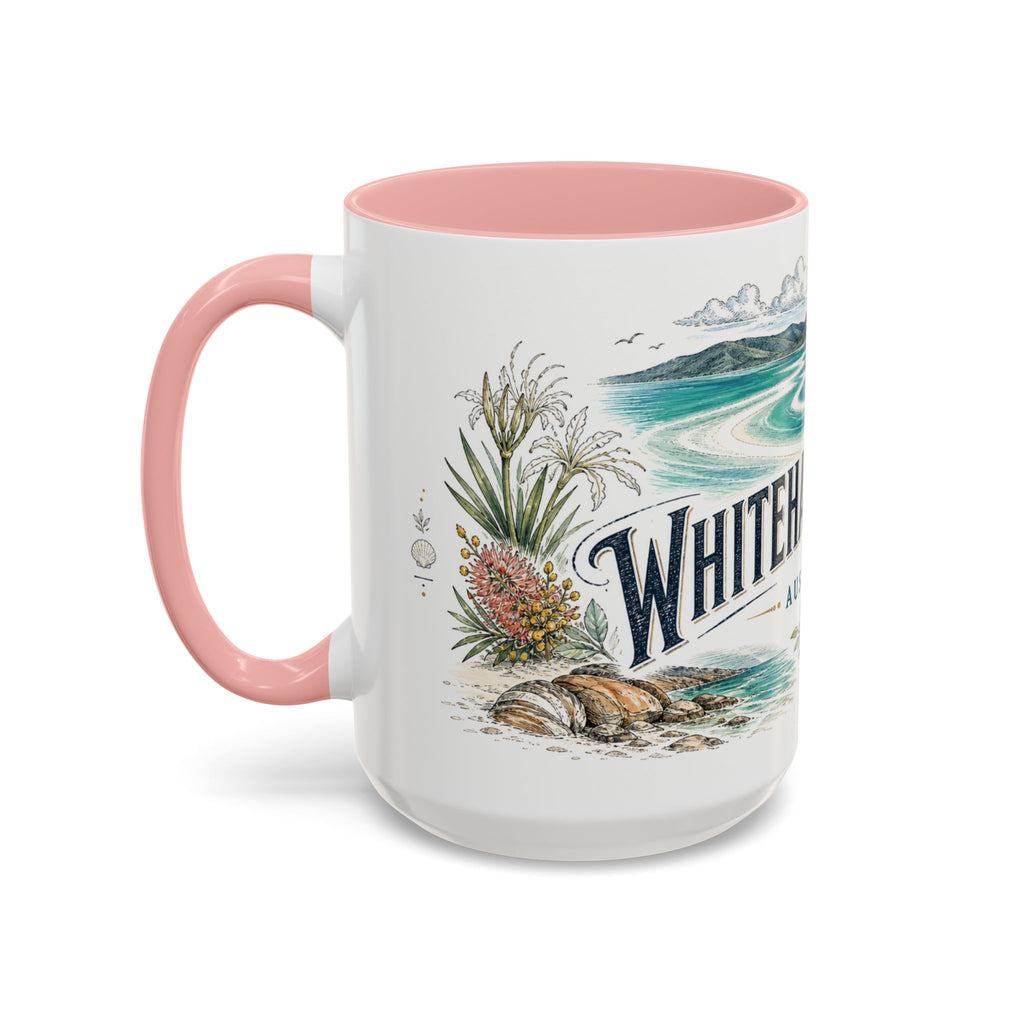 Whitehaven Beach Mug, Australia Travel Souvenir, Bucket List Gift, Accent Ceramic Coffee Mug 11oz 15oz