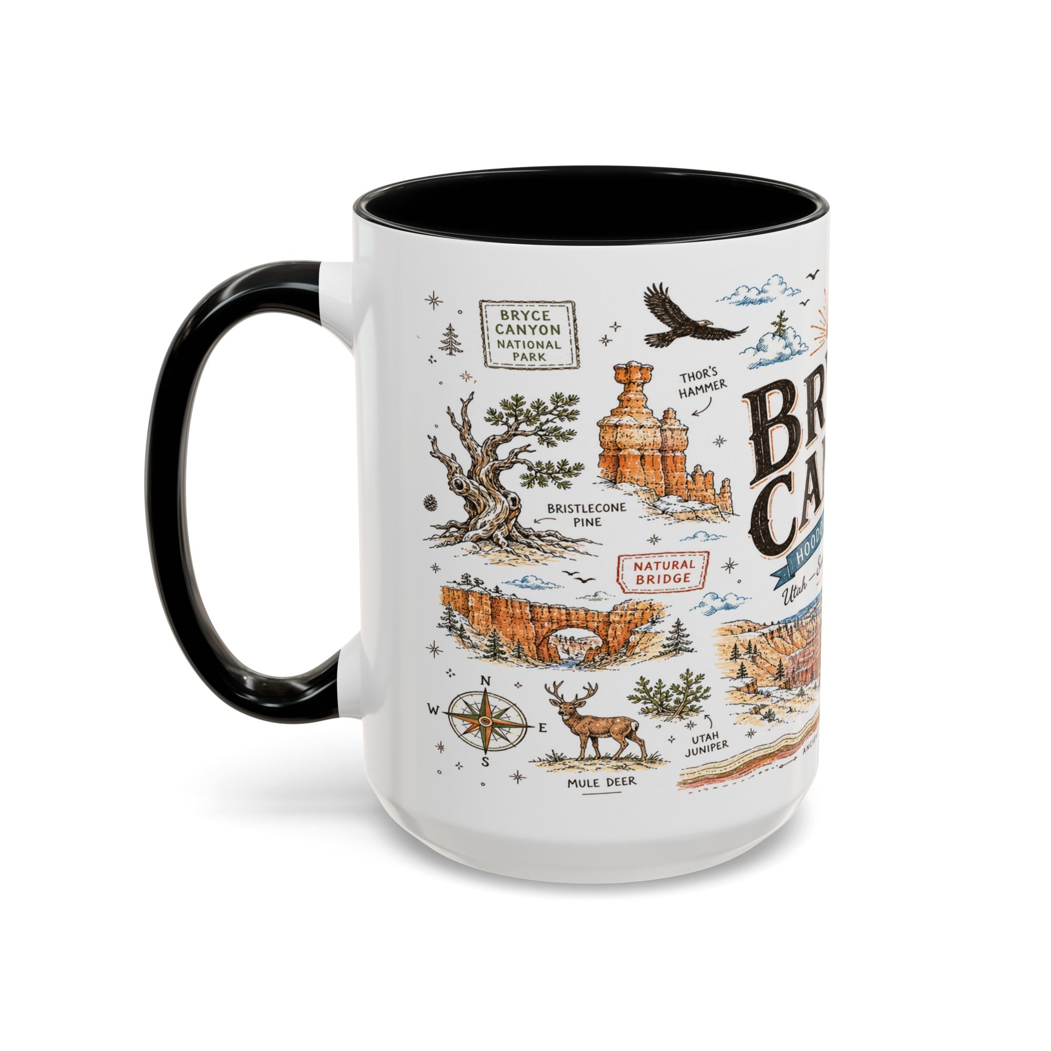 Bryce Canyon Coffee Mug | National Park Hiking Utah Gift | Accent Color Ceramic 11oz 15oz