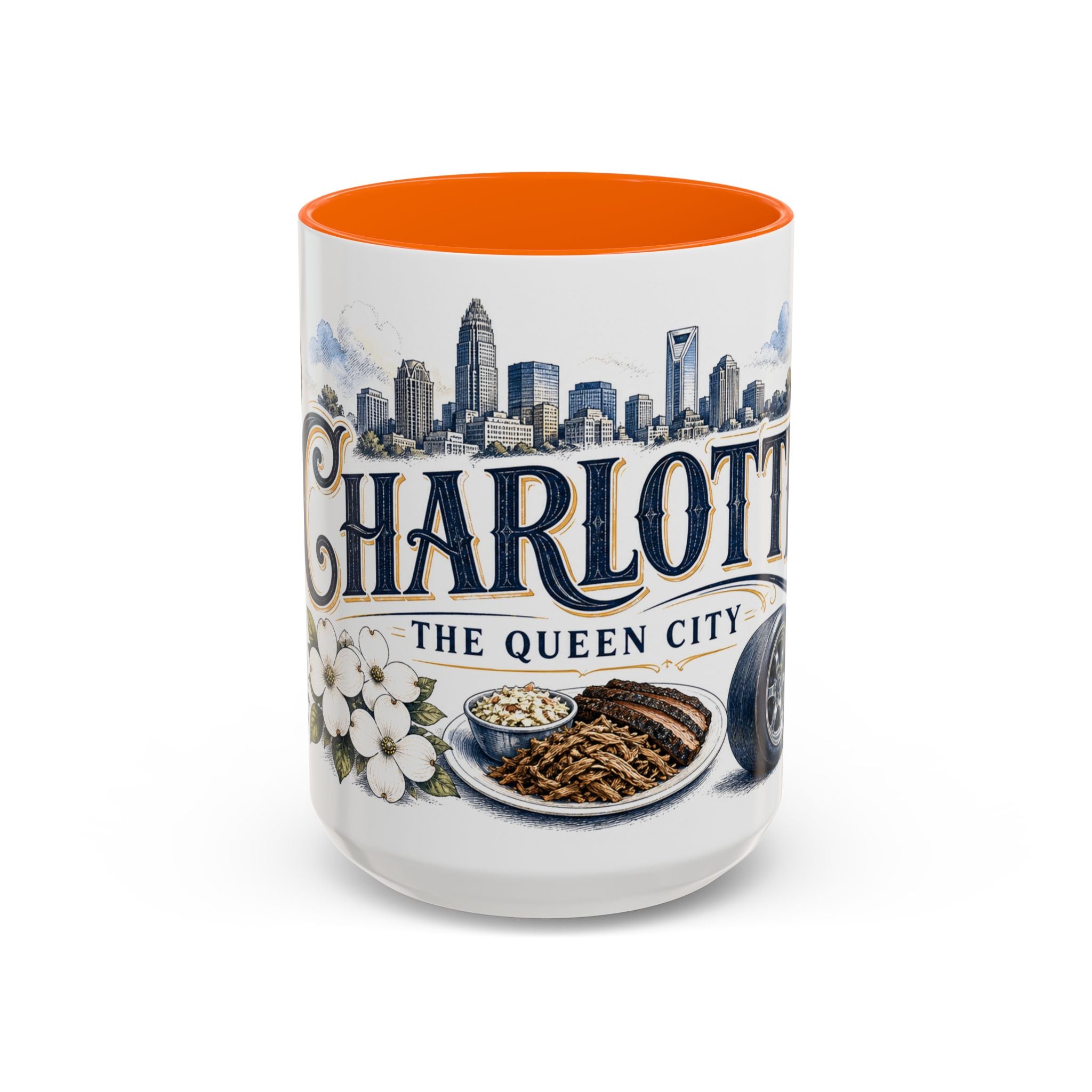 Charlotte Coffee Mug | United States Travel Souvenir | Vintage Illustrated City Gift | 11 oz 15 oz Accent Mug