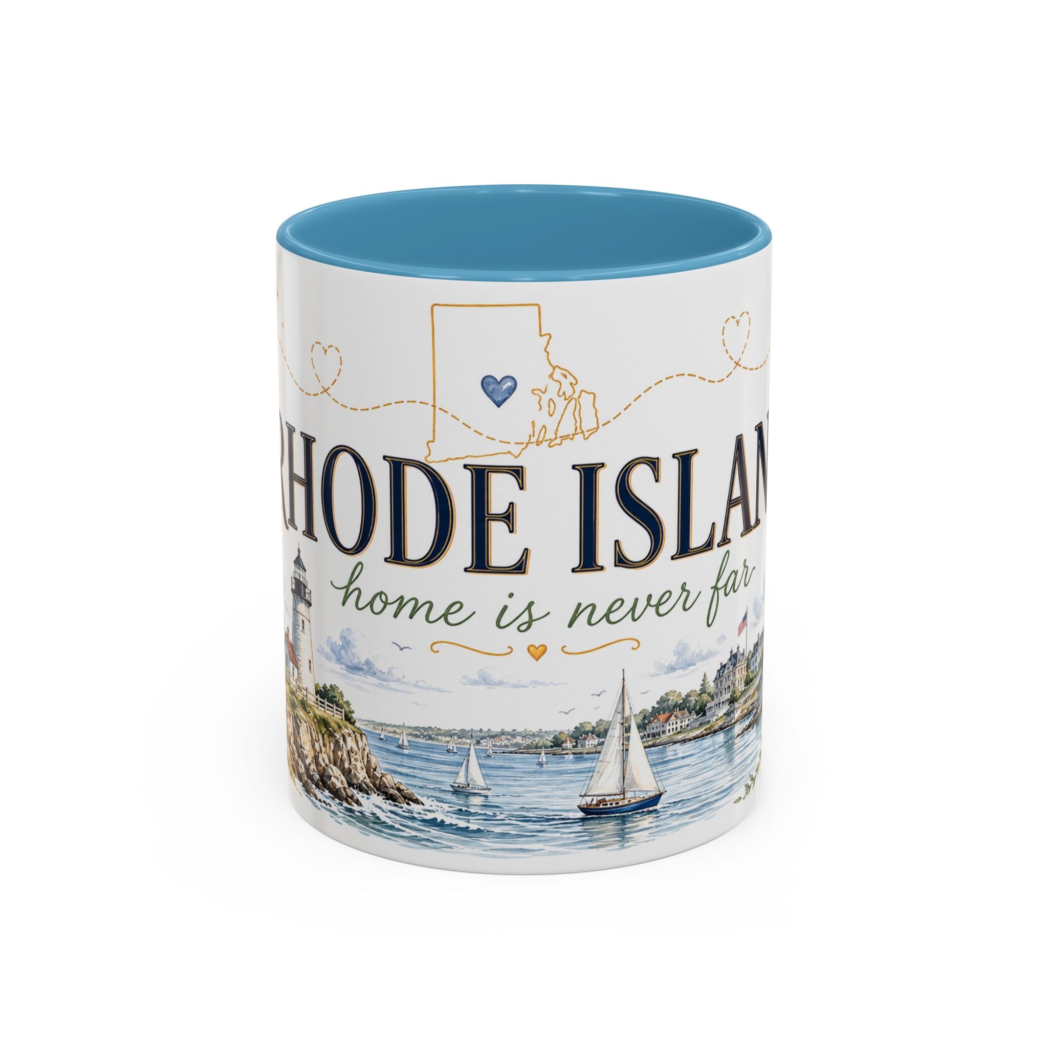 Rhode Island State Map Mug | Botanical Seaside Accent Cup (11oz or 15oz)