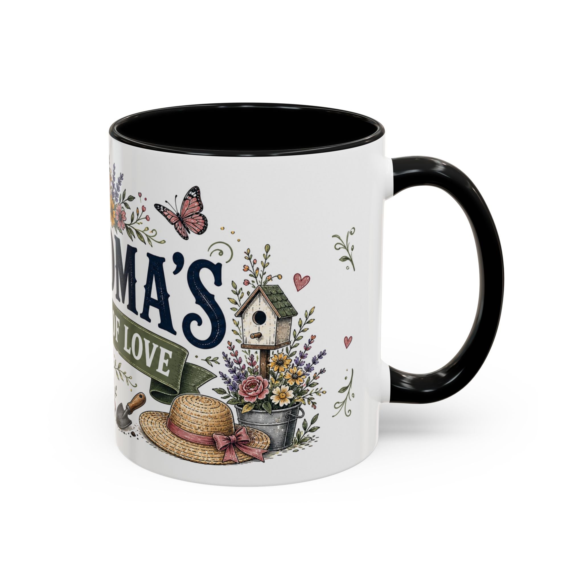 Grandma's Garden Of Love Coffee Mug | Gift From Grandkids | Accent Color Ceramic 11oz 15oz