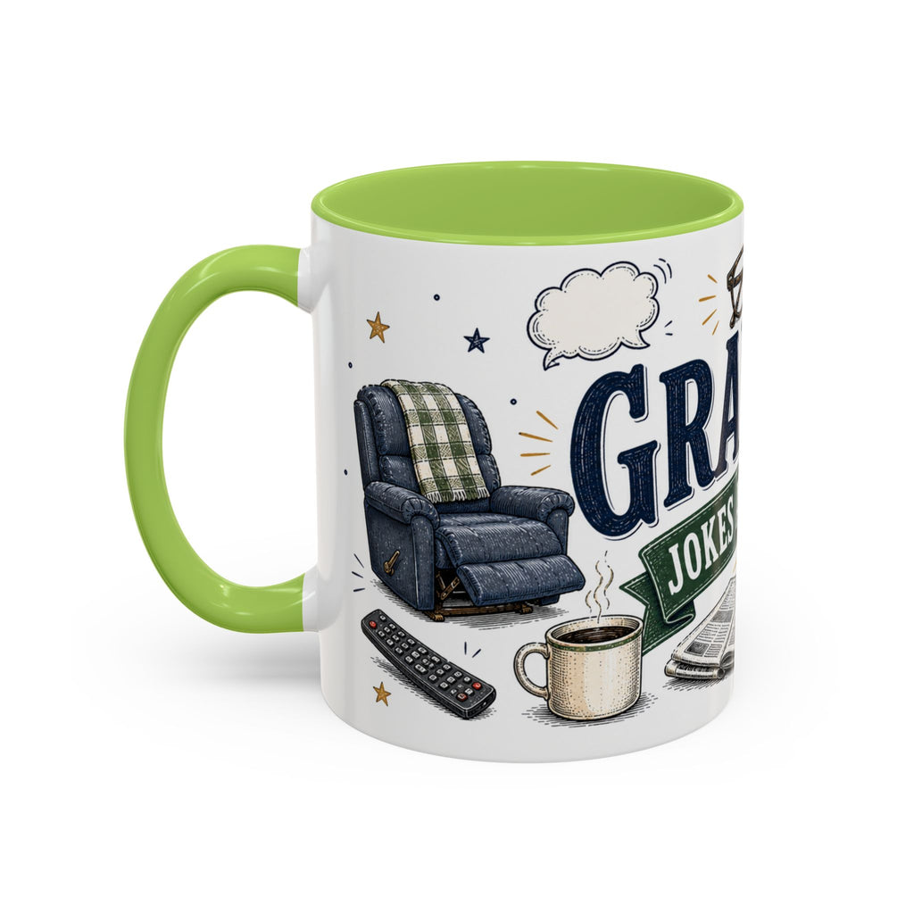 Grandpa's Jokes Are Legendary Coffee Mug | Funny Gift From Grandkids | Accent Ceramic 11oz 15oz