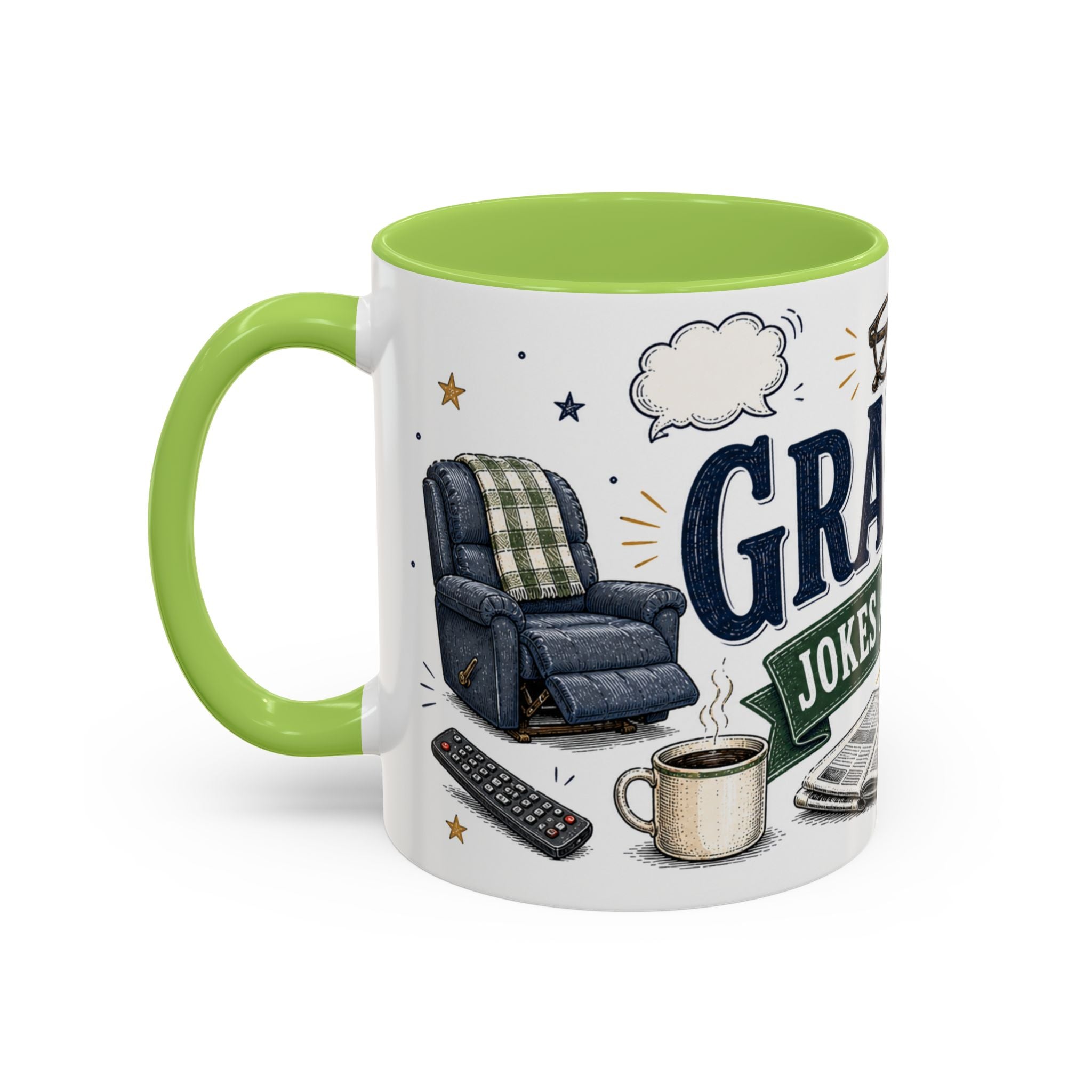 Grandpa's Jokes Are Legendary Coffee Mug | Funny Gift From Grandkids | Accent Ceramic 11oz 15oz