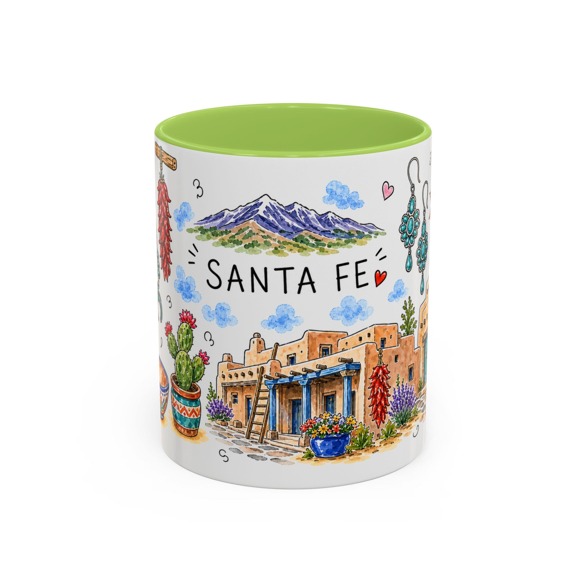 Santa Fe Illustrated Travel Mug | City Souvenir Accent Coffee Mug | 11oz 15oz Ceramic Cup