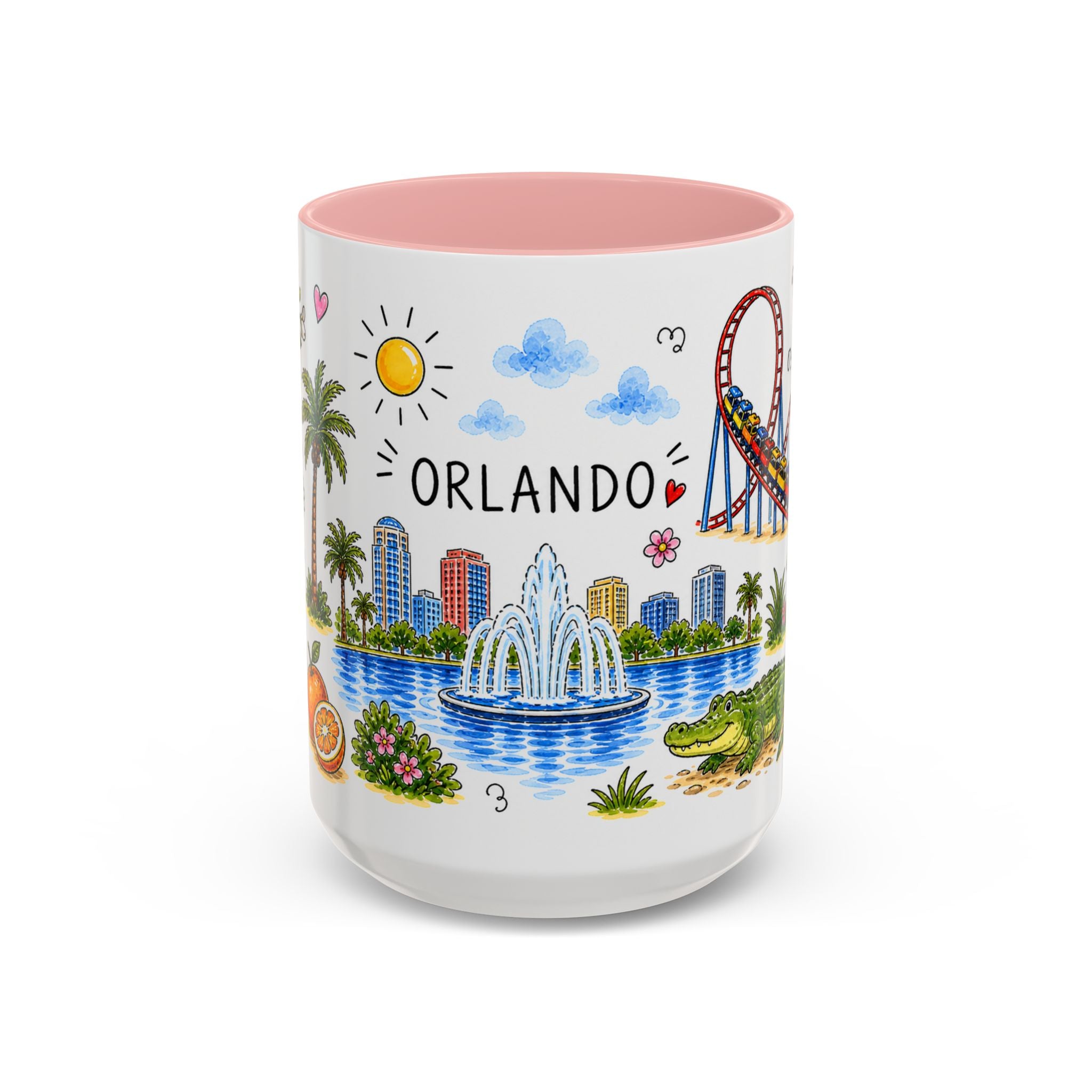 Orlando Illustrated Travel Mug | City Souvenir Accent Coffee Mug | 11oz 15oz Ceramic Cup