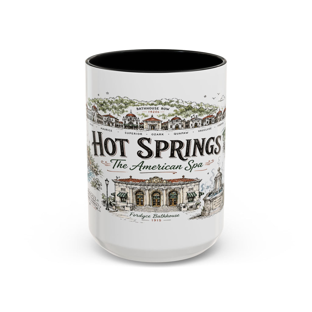 Hot Springs National Park Coffee Mug | Arkansas Thermal Spring Spa Gift | Accent Color Ceramic 11oz 15oz