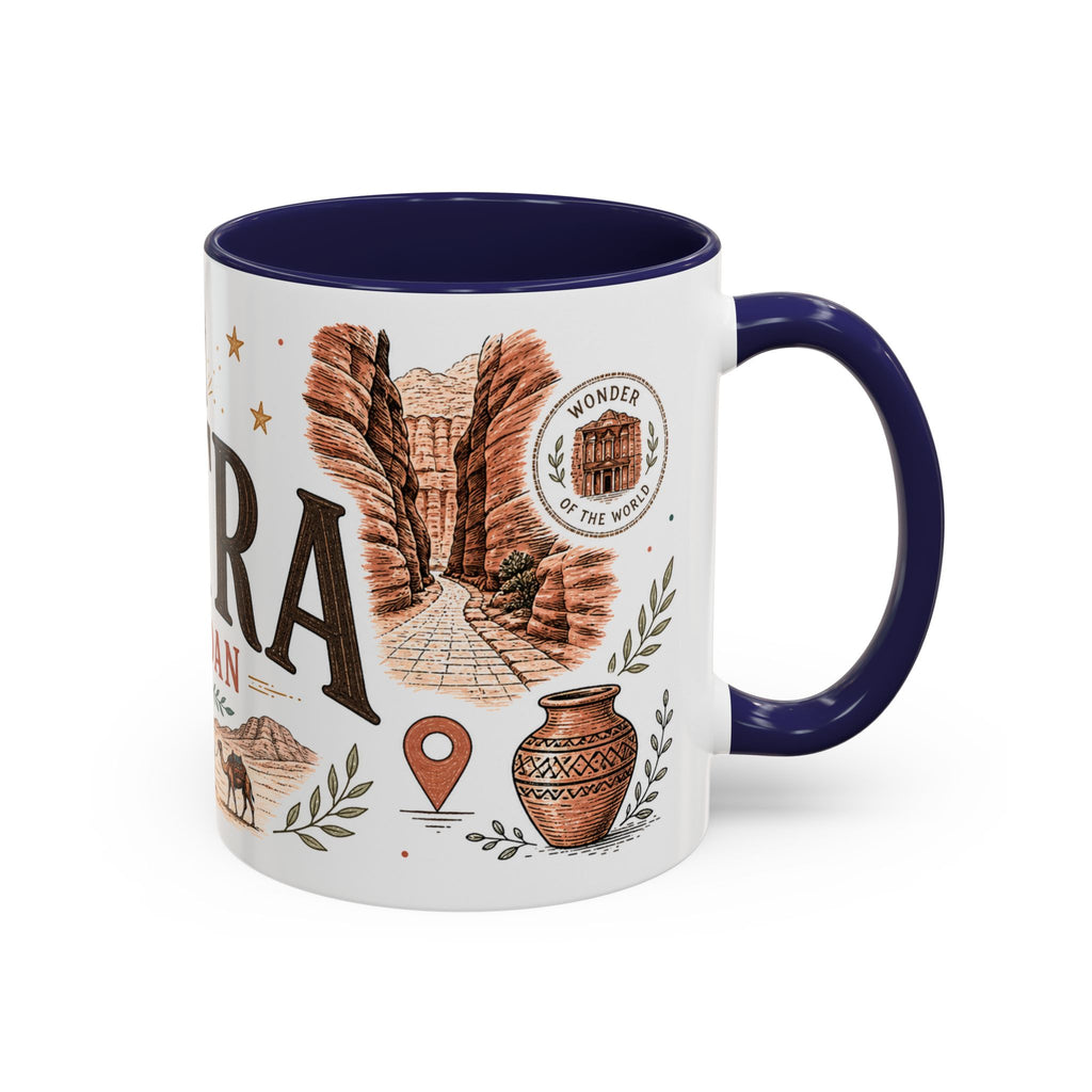 Petra Coffee Mug | Travel Destination Souvenir Gift | Accent Color Ceramic 11oz 15oz