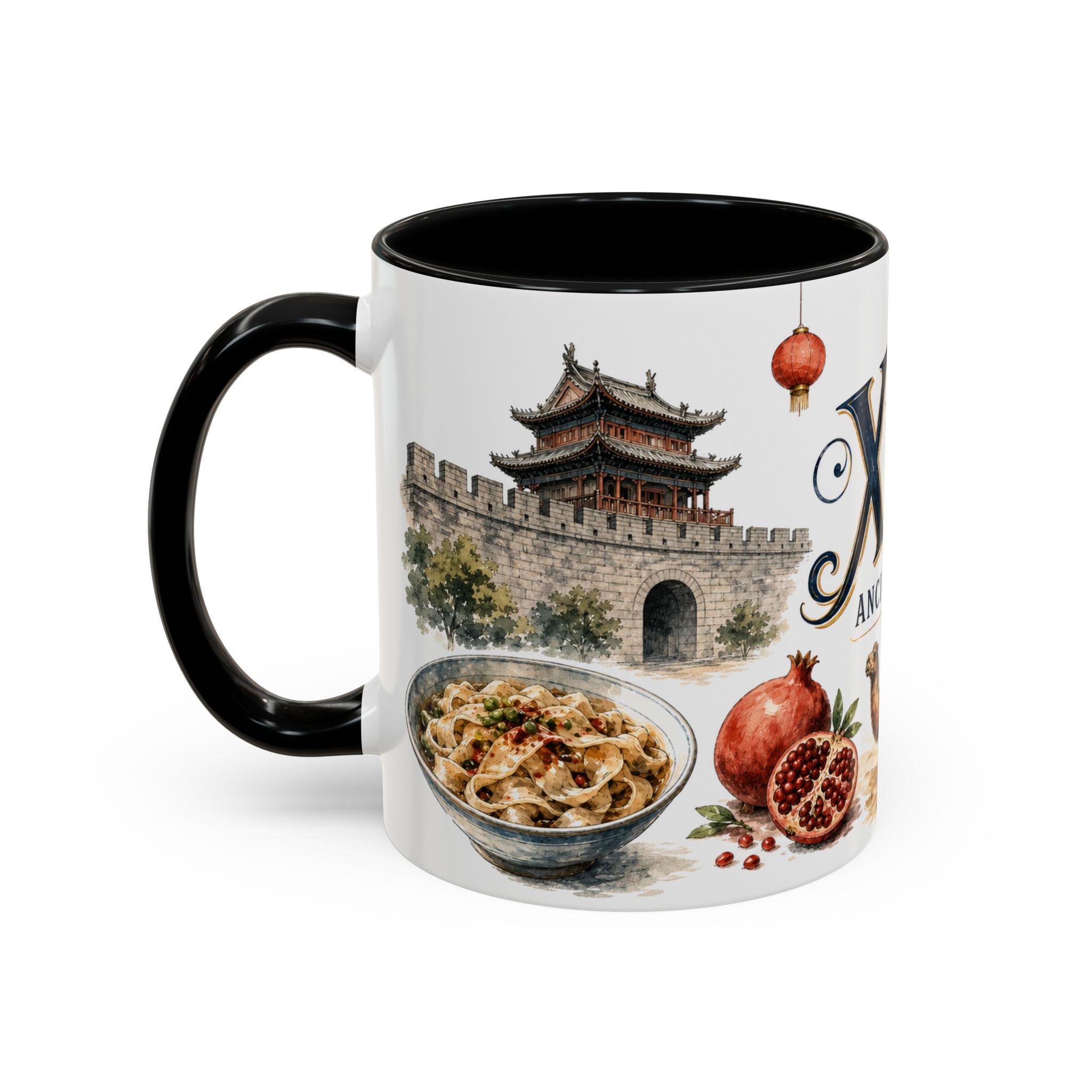 Xi'an Coffee Mug | China Travel Souvenir | Vintage Illustrated City Gift | 11 oz 15 oz Accent Mug