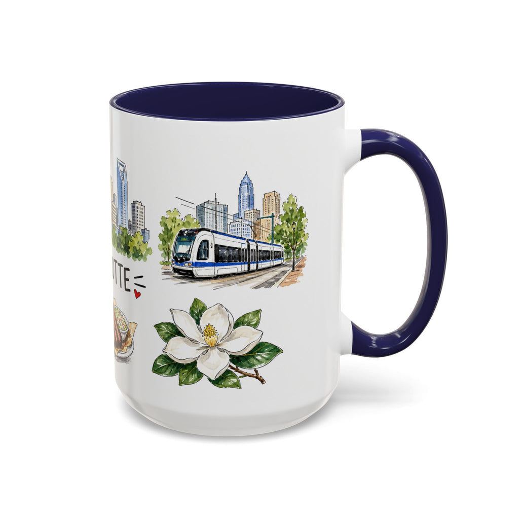 Charlotte Illustrated Travel Mug | City Souvenir Accent Coffee Mug | 11oz 15oz Ceramic Cup