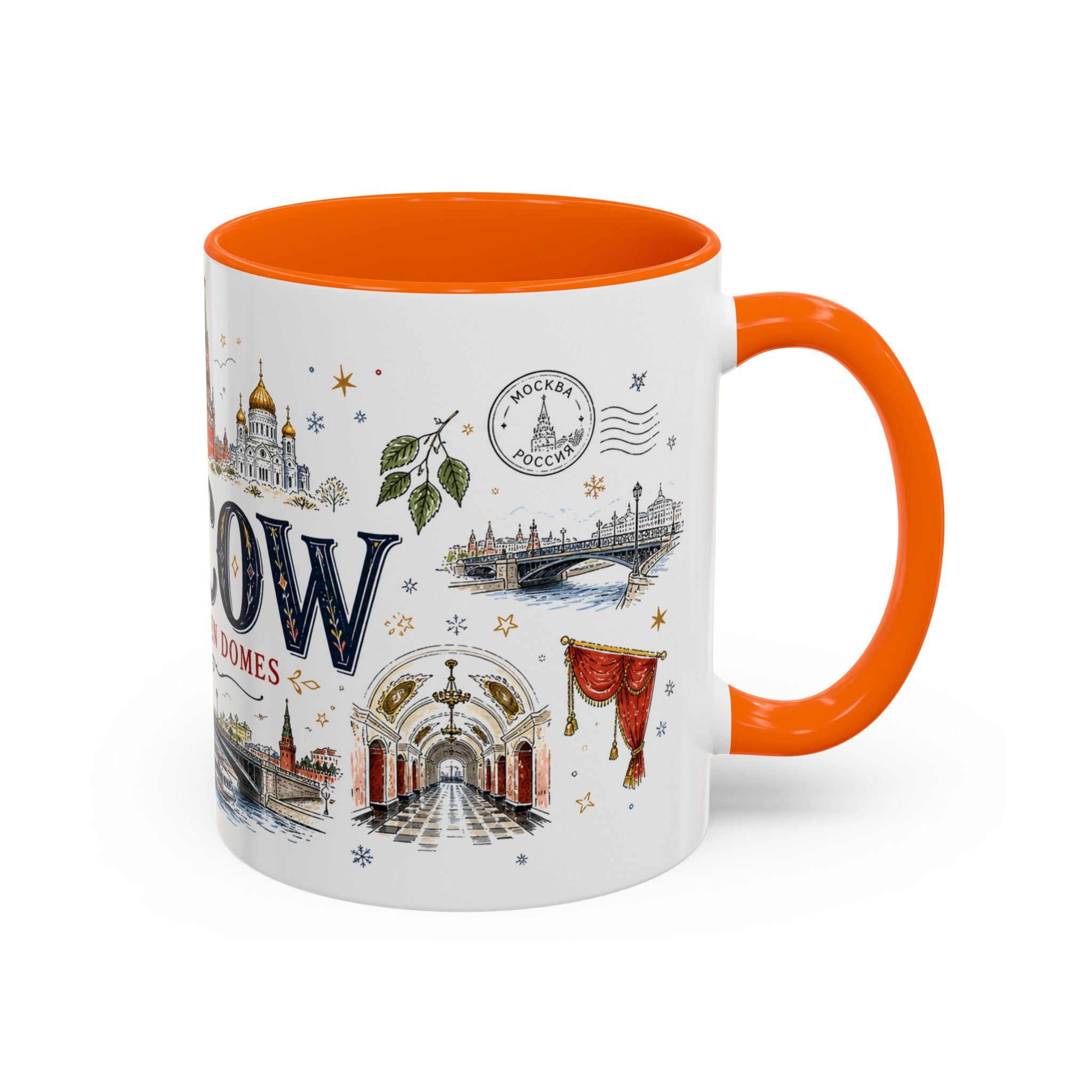 Moscow Coffee Mug | Russia Souvenir Travel Gift | Accent Color Ceramic 11oz 15oz