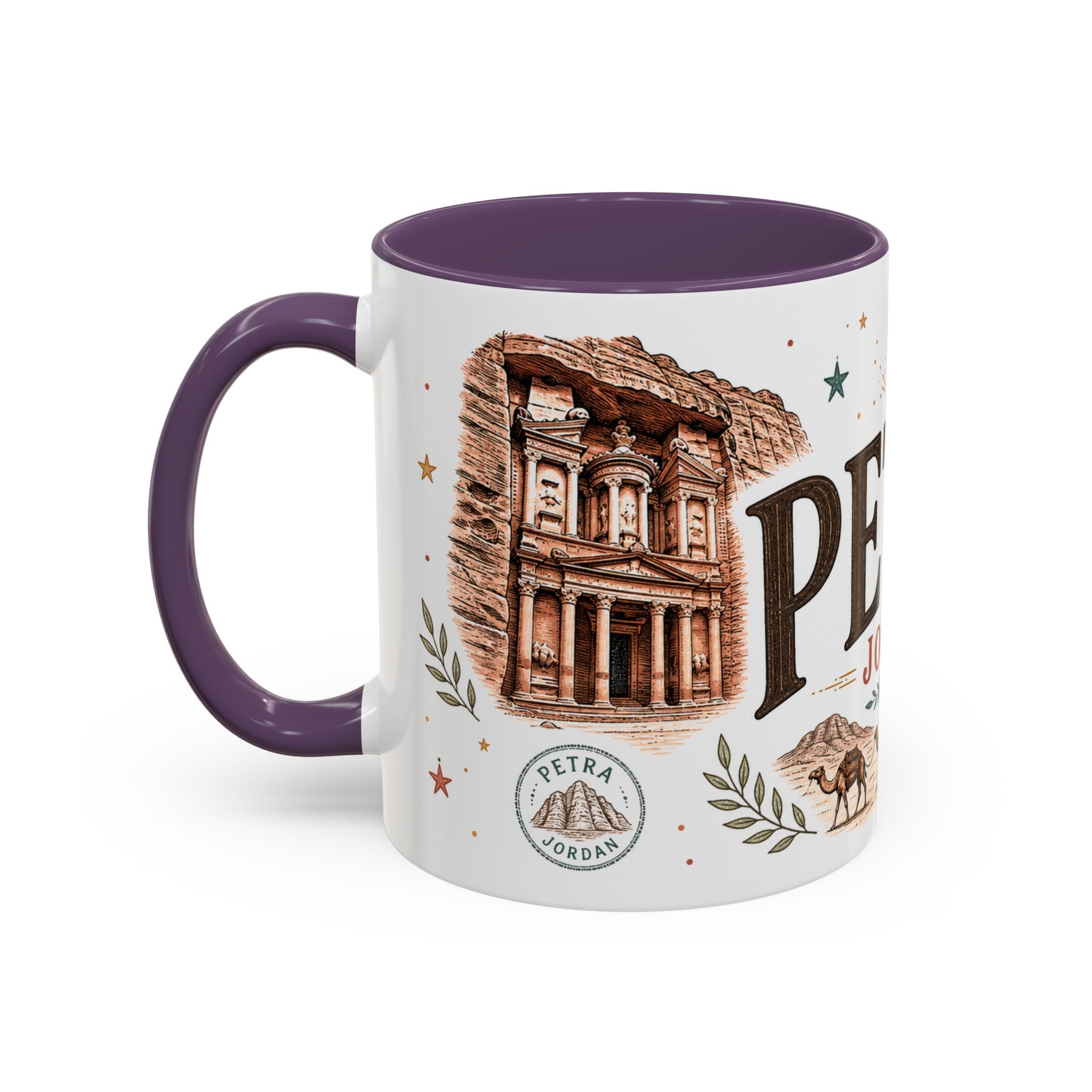 Petra Coffee Mug | Travel Destination Souvenir Gift | Accent Color Ceramic 11oz 15oz