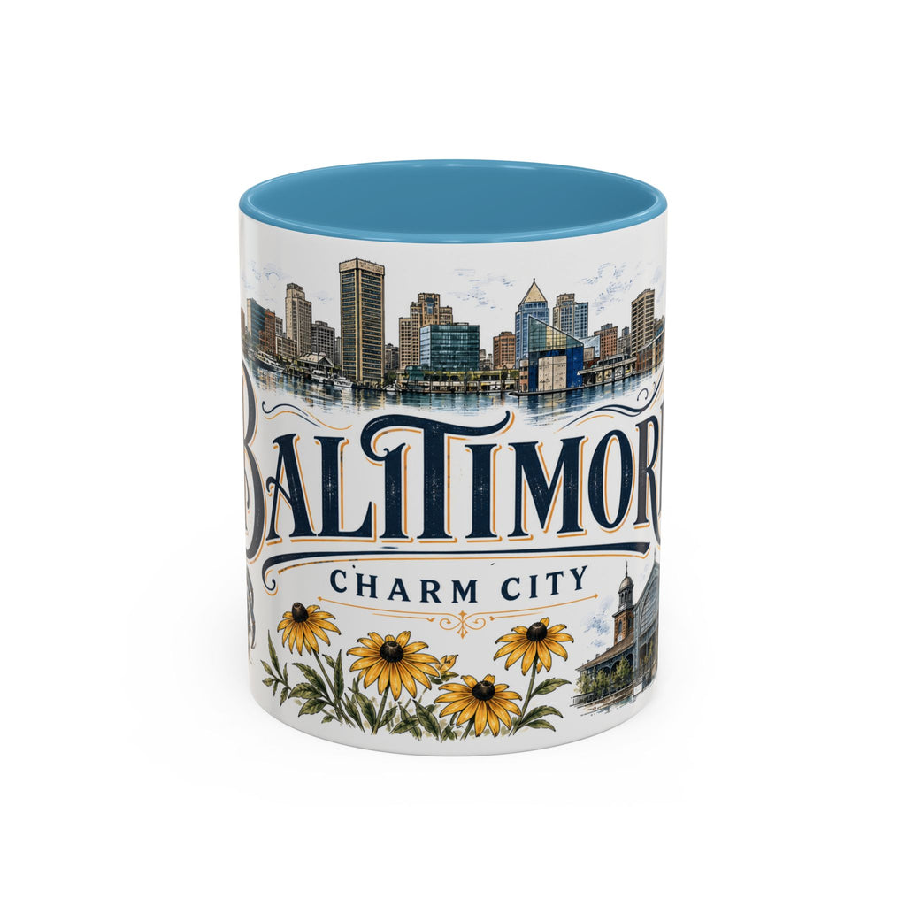 Baltimore Coffee Mug | United States Travel Souvenir | Vintage Illustrated City Gift | 11 oz 15 oz Accent Mug
