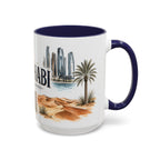 Abu Dhabi Coffee Mug | United Arab Emirates Travel Souvenir | Vintage Illustrated City Gift | 11 oz 15 oz Accent Mug