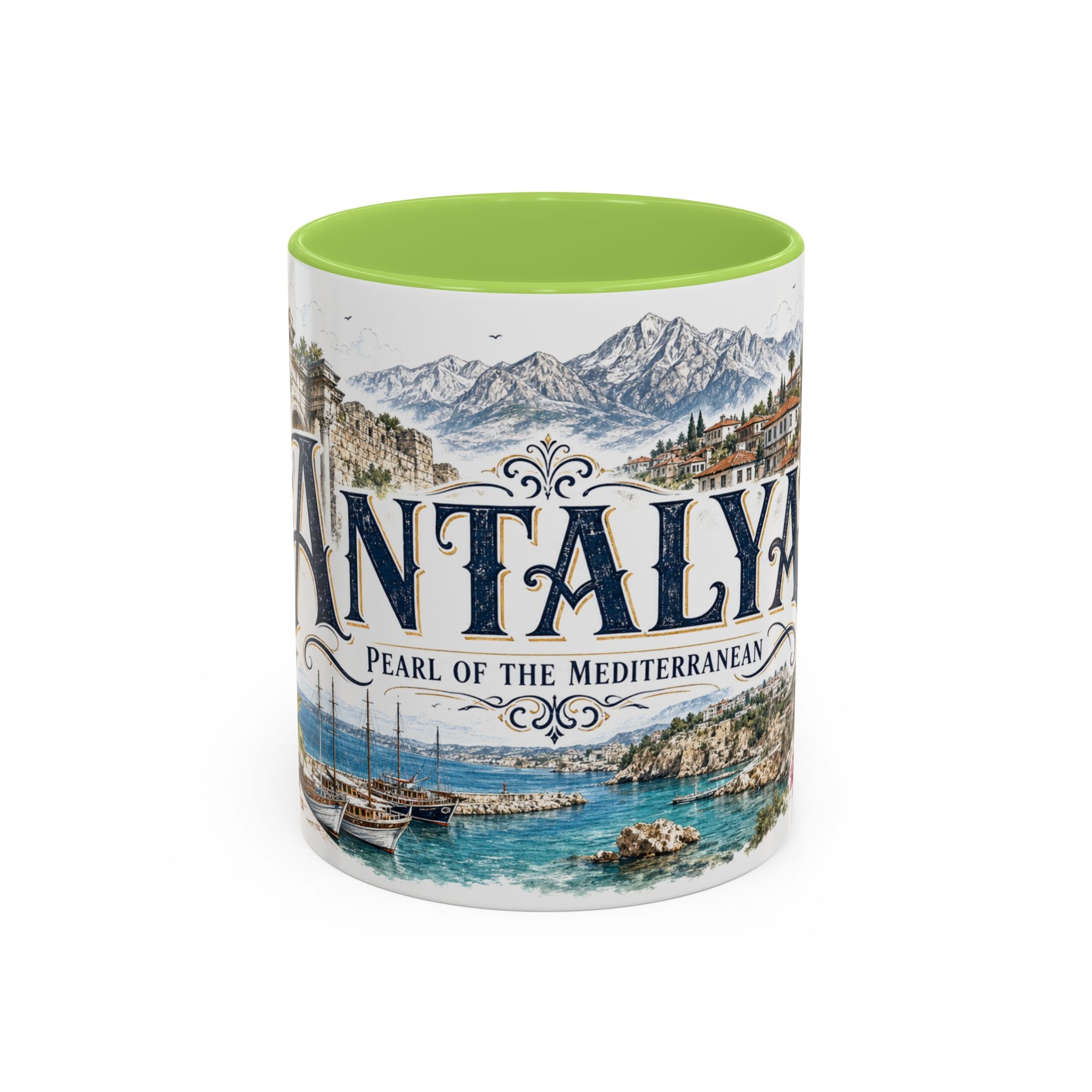 Antalya Coffee Mug | Turkey Travel Souvenir | Vintage Illustrated City Gift | 11 oz 15 oz Accent Mug