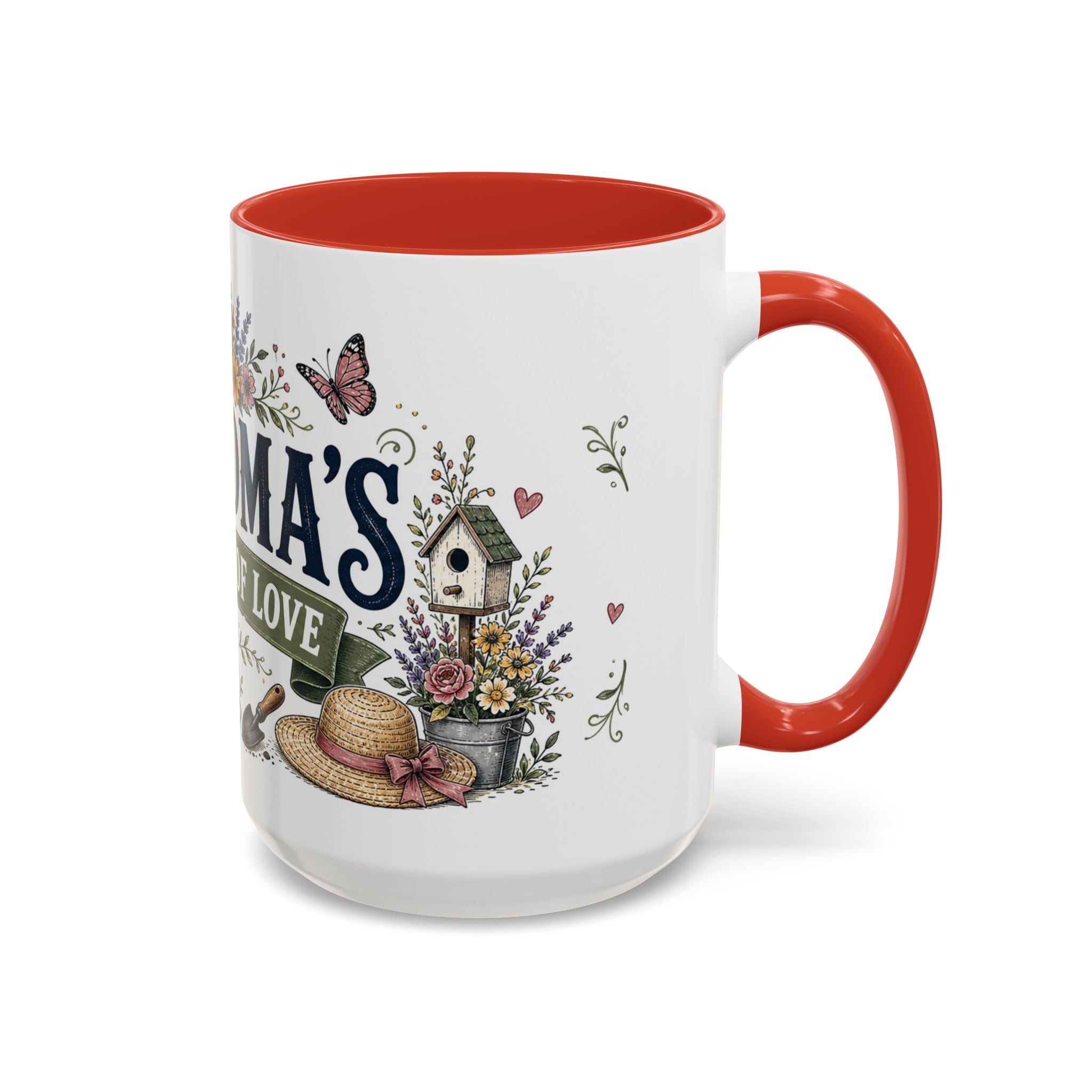 Grandma's Garden Of Love Coffee Mug | Gift From Grandkids | Accent Color Ceramic 11oz 15oz